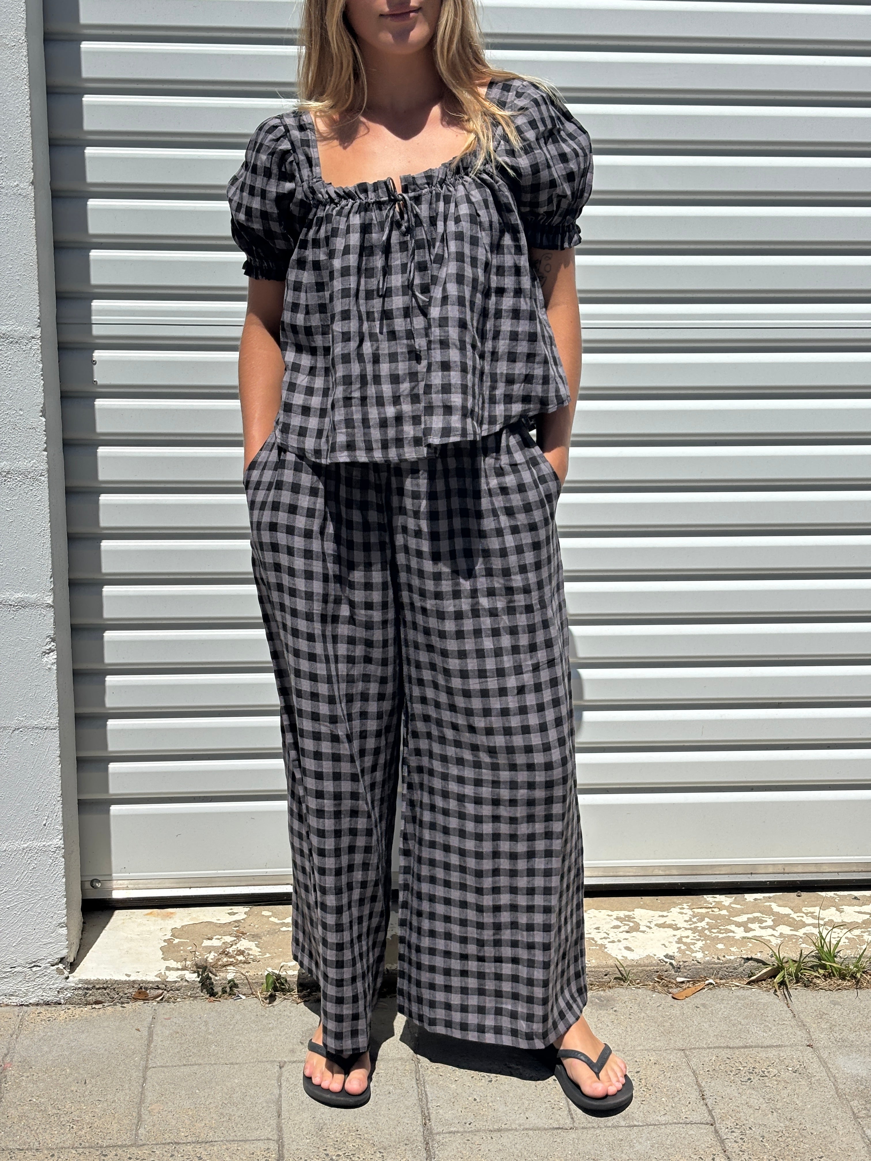 Ivy Pant Slate gingham