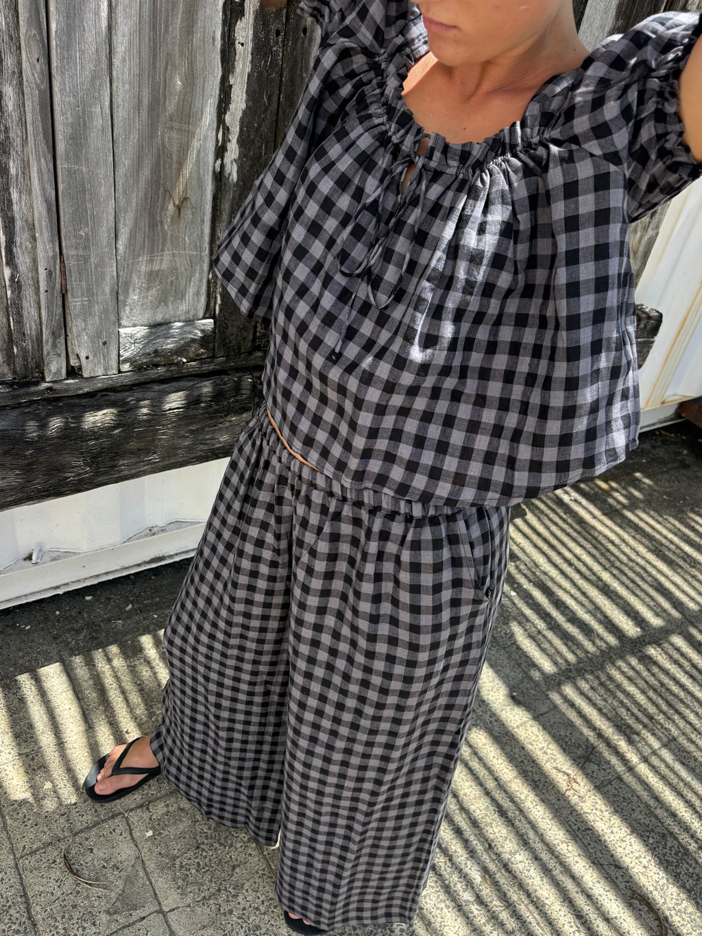 Ivy Pant Slate gingham