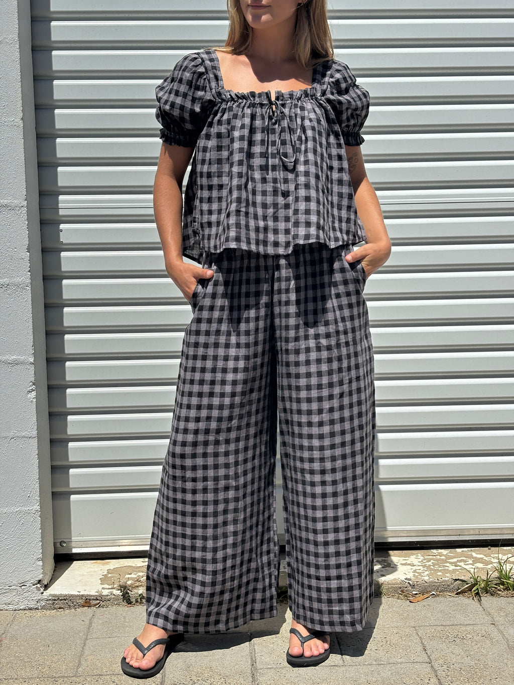 Ivy Pant Slate gingham