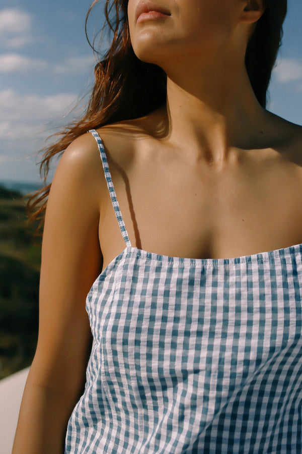 Isla Strappy Dress Blue Gingham