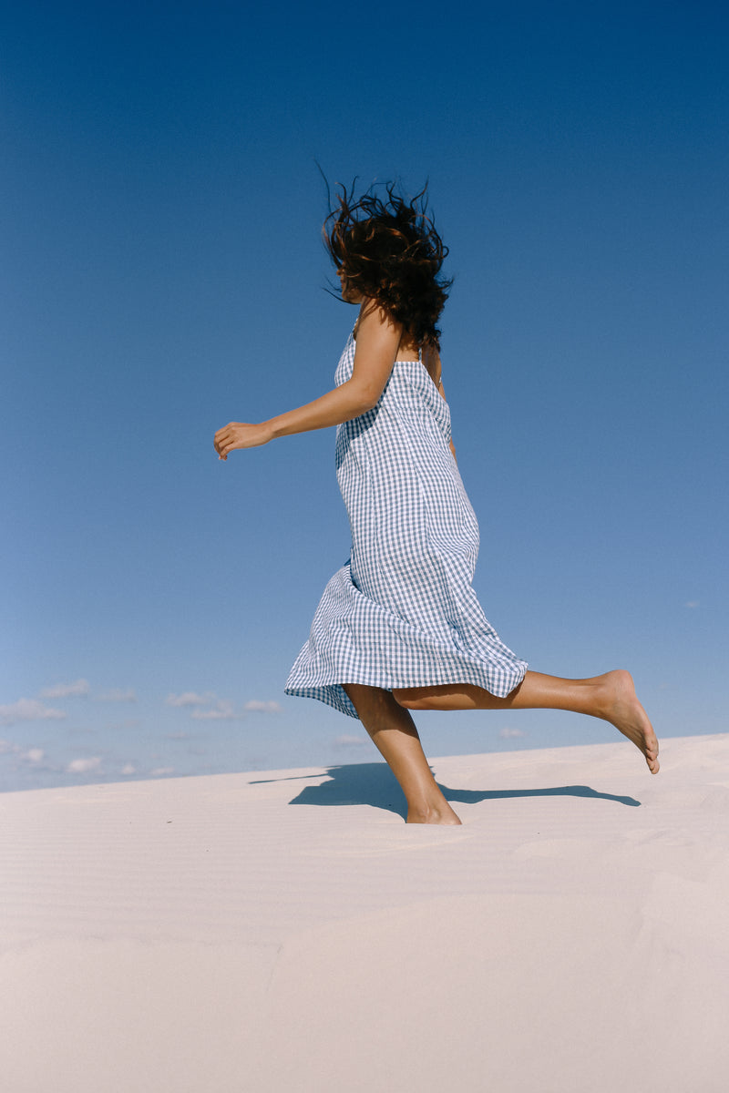 Isla Strappy Dress Blue Gingham