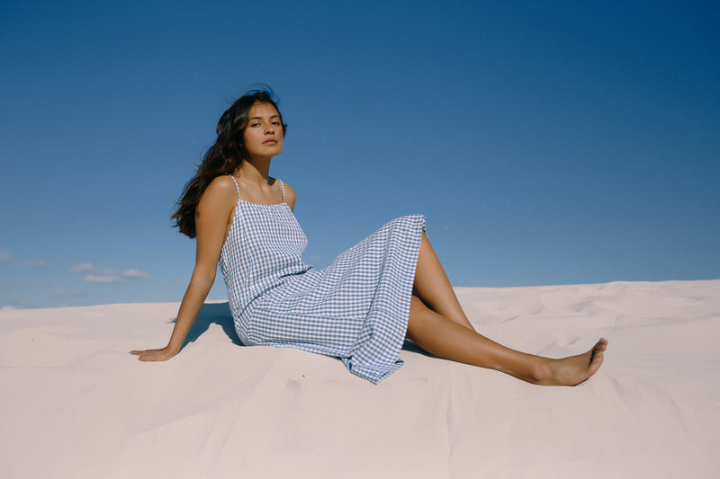 Isla Strappy Dress Blue Gingham