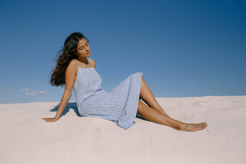 Isla Strappy Dress Blue Gingham