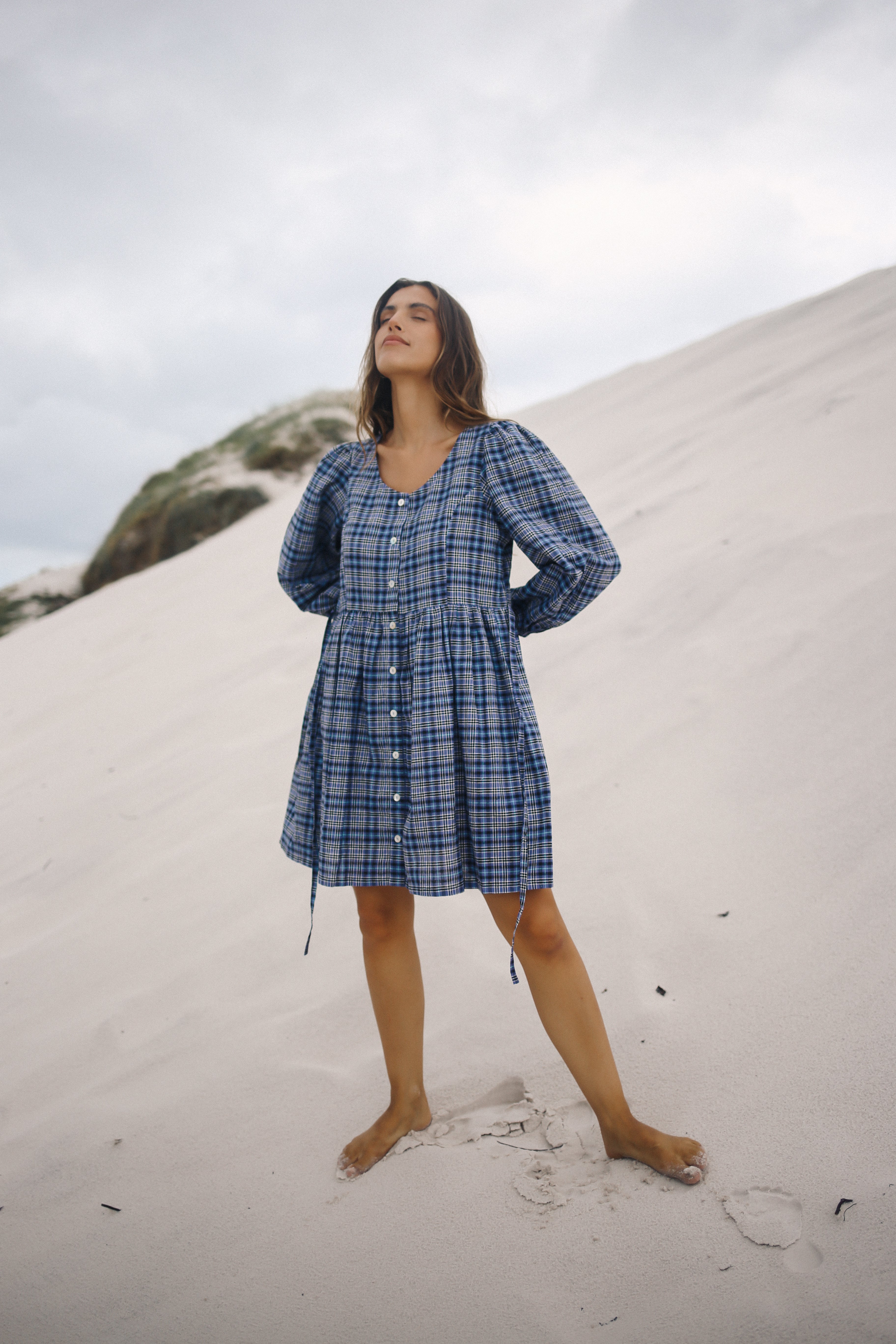 Paloma Mini Dress Navy Plaid