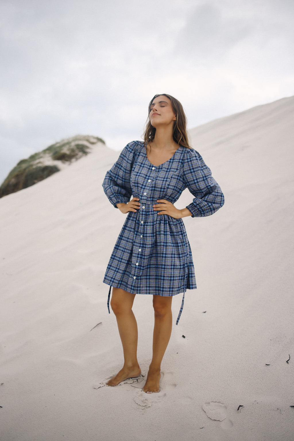 Paloma Mini Dress Navy Plaid