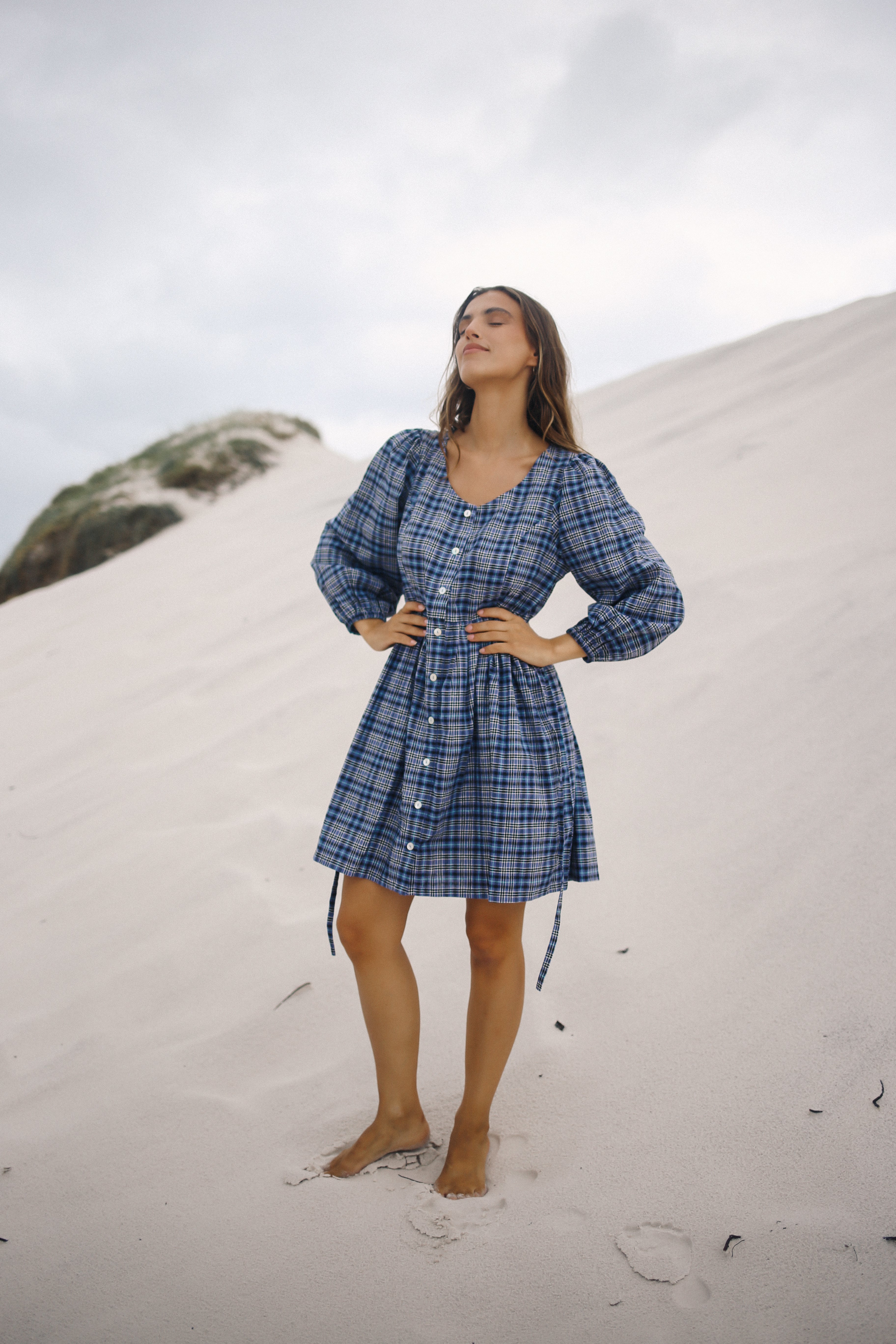 Paloma Mini Dress Navy Plaid