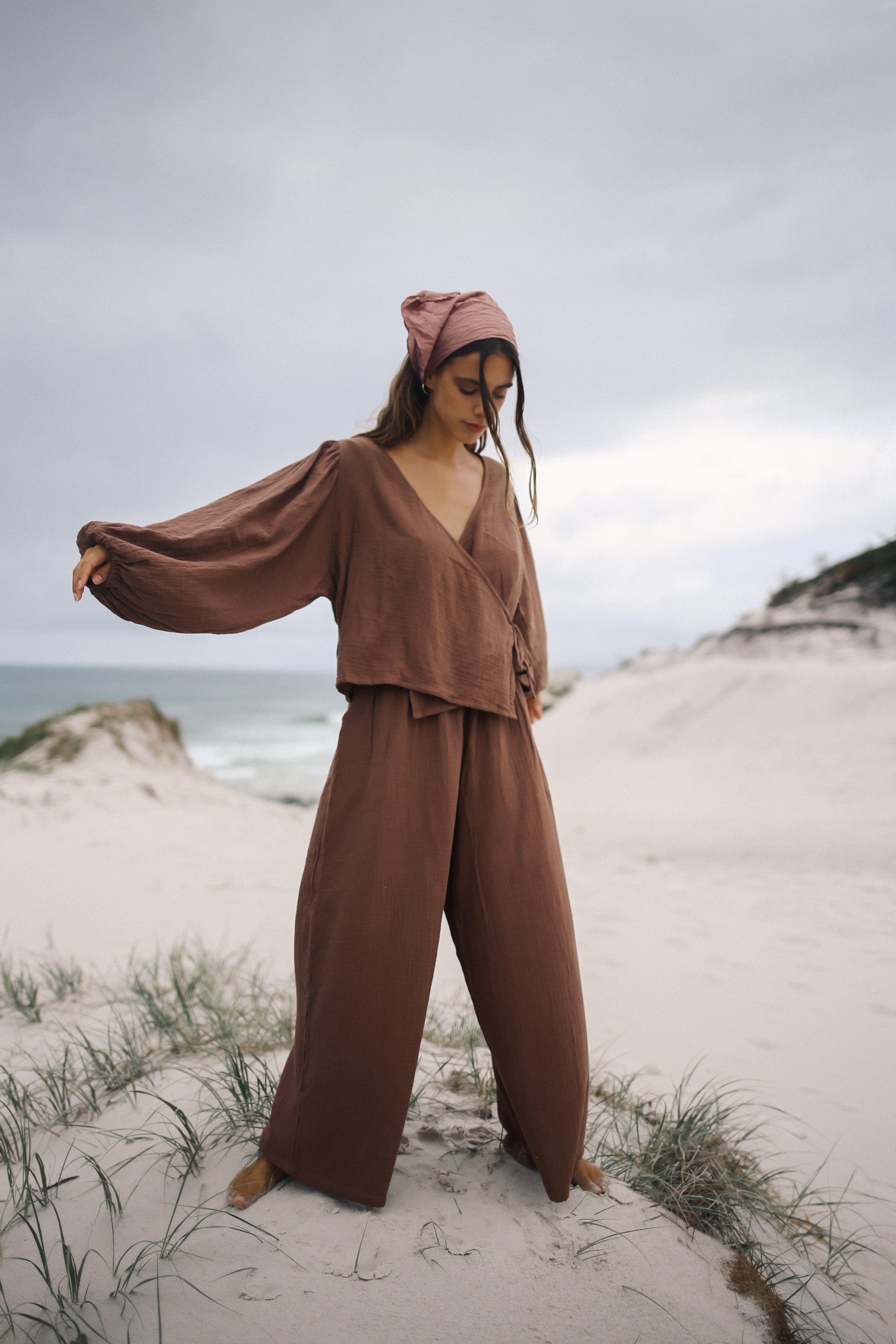 Ella Wrap Top Chocolate