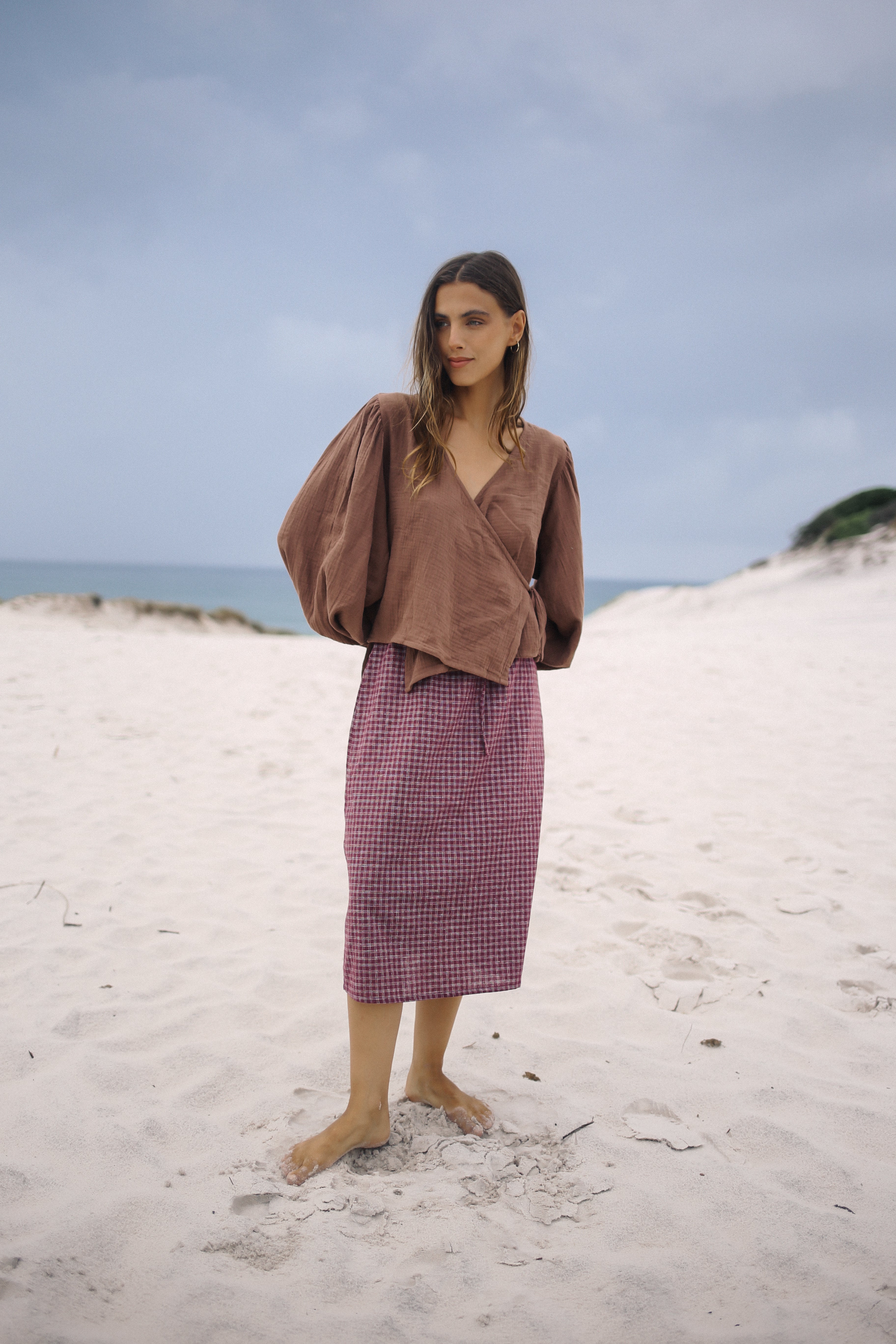 Ella Wrap Top Chocolate