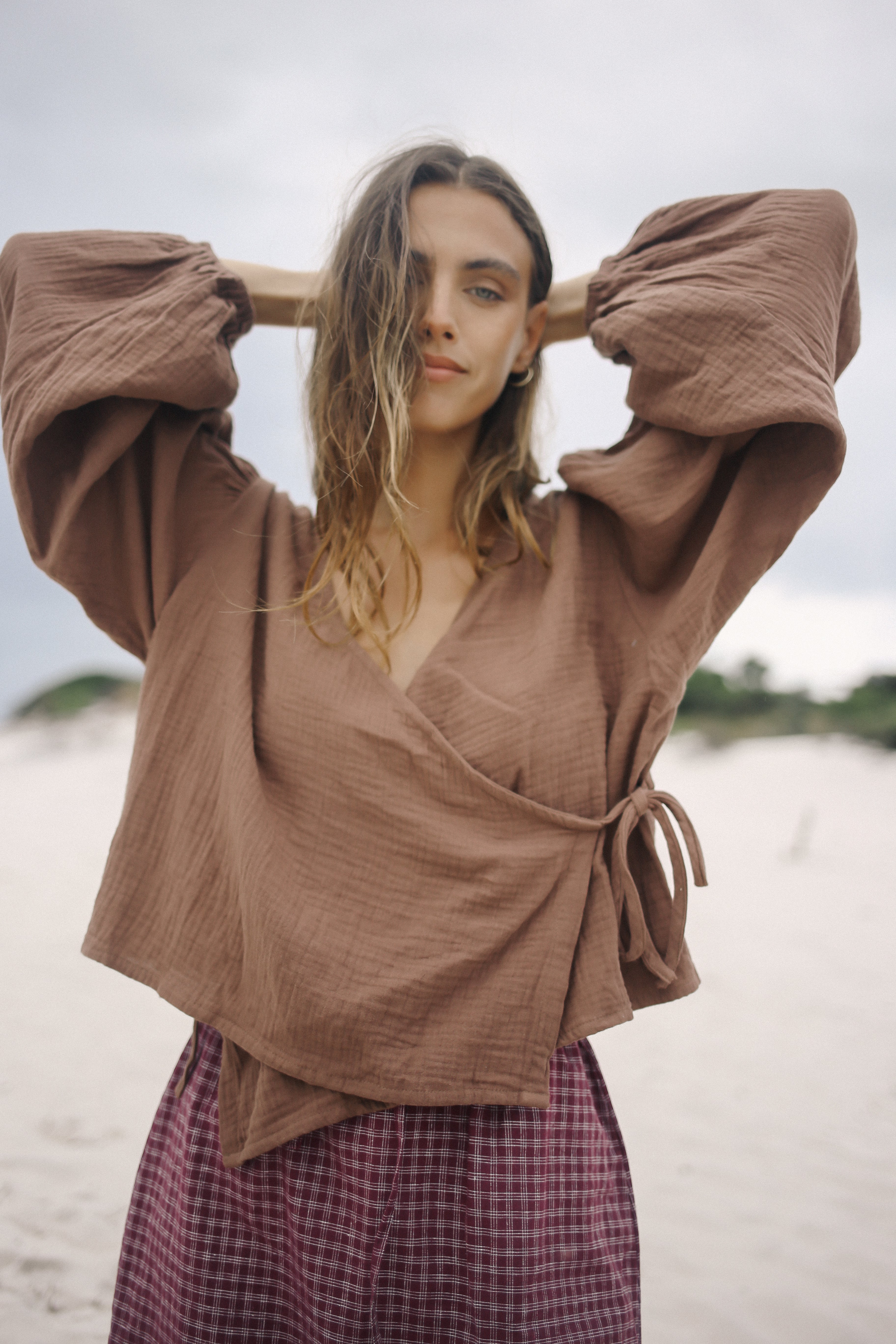 Ella Wrap Top Chocolate