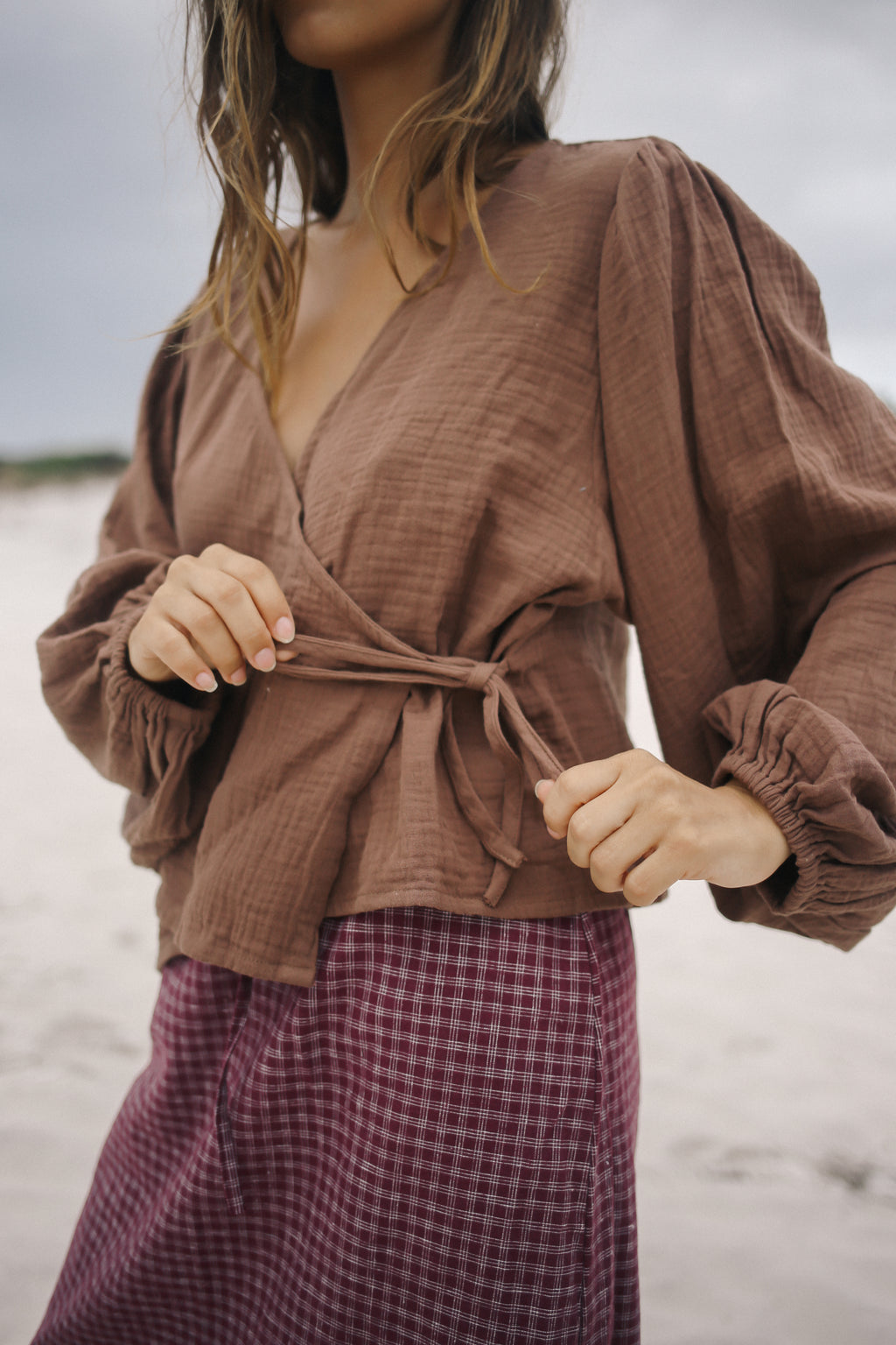 Ella Wrap Top Chocolate