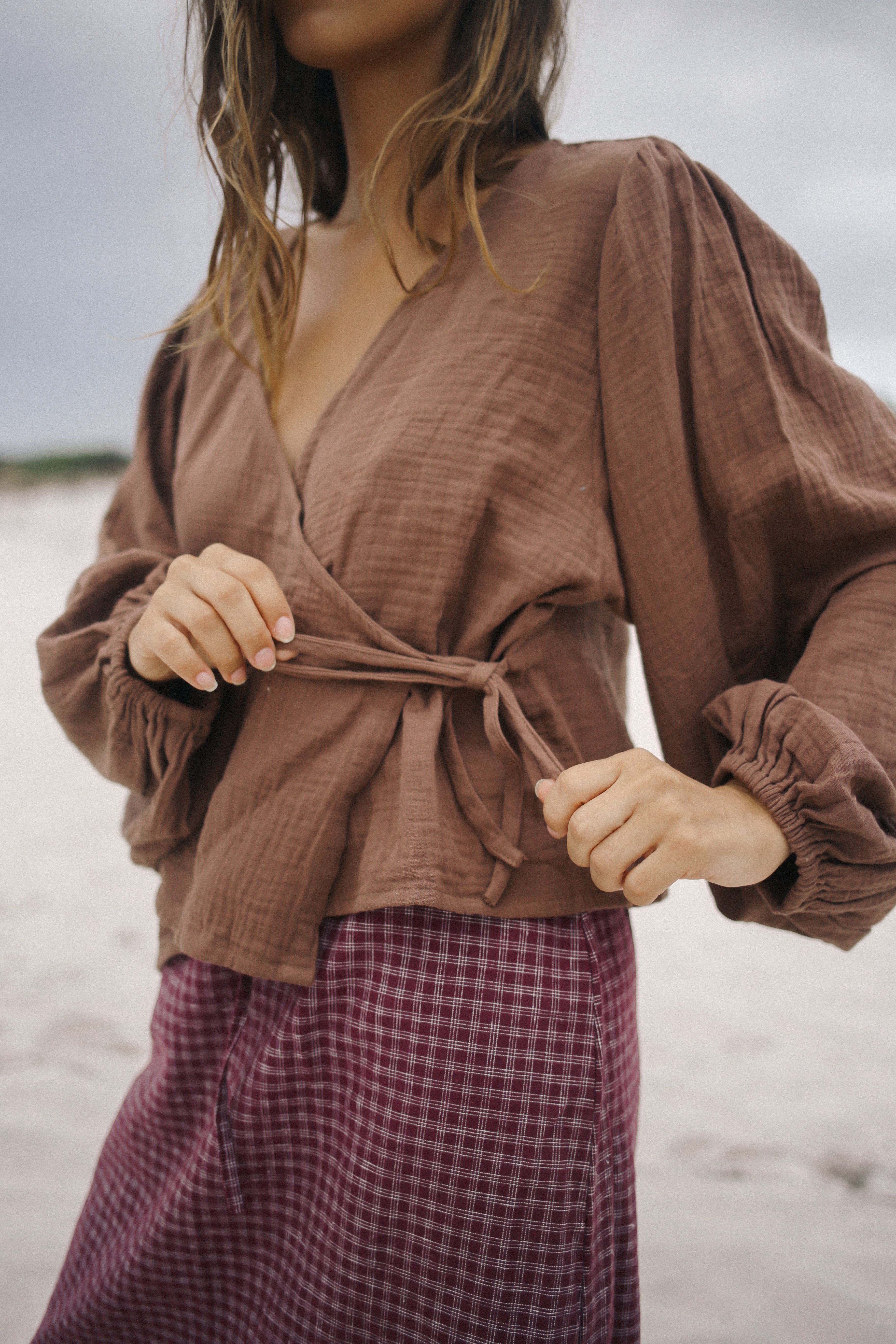 Ella Wrap Top Chocolate