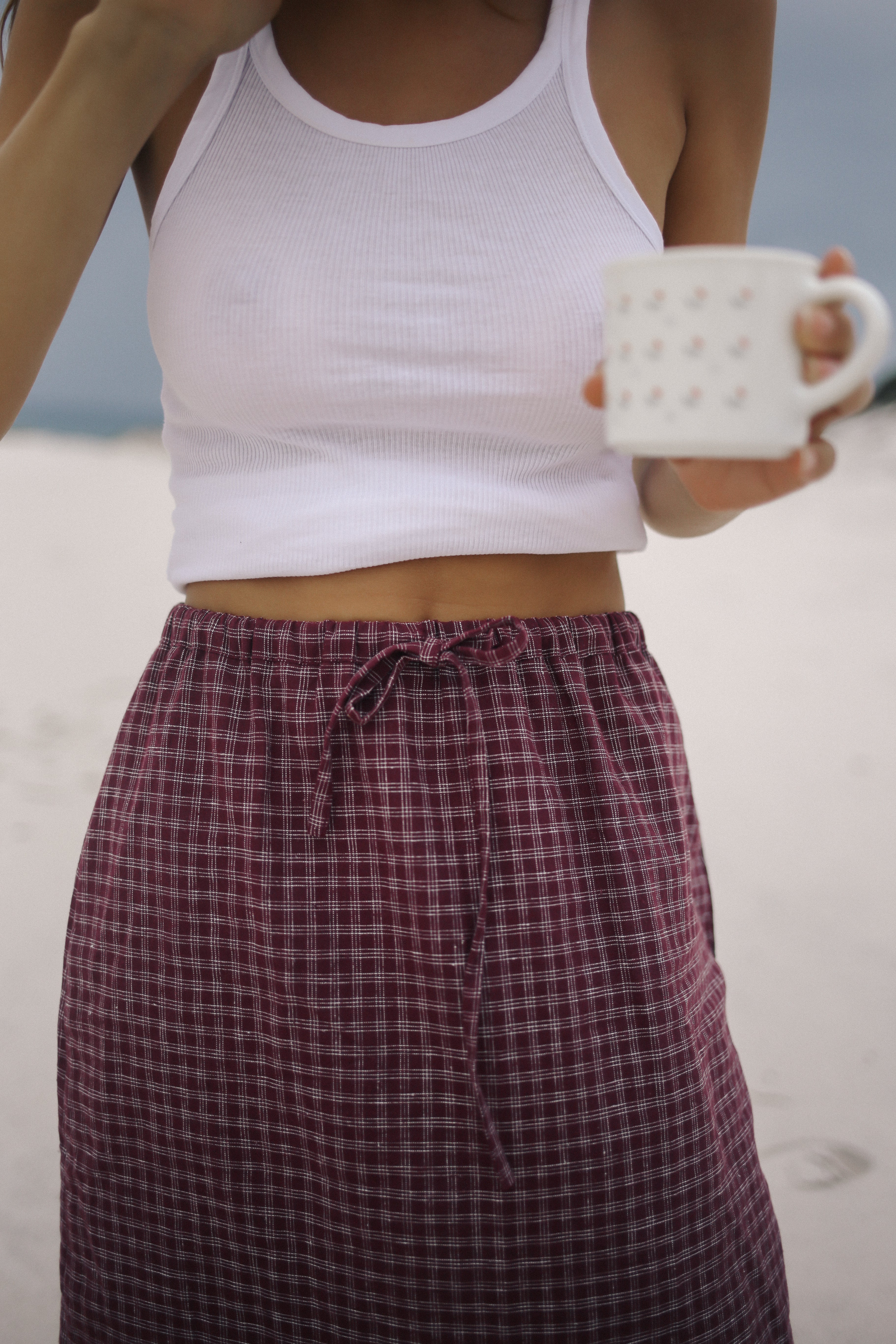 Remi Midi Skirt Fig Hemp Check