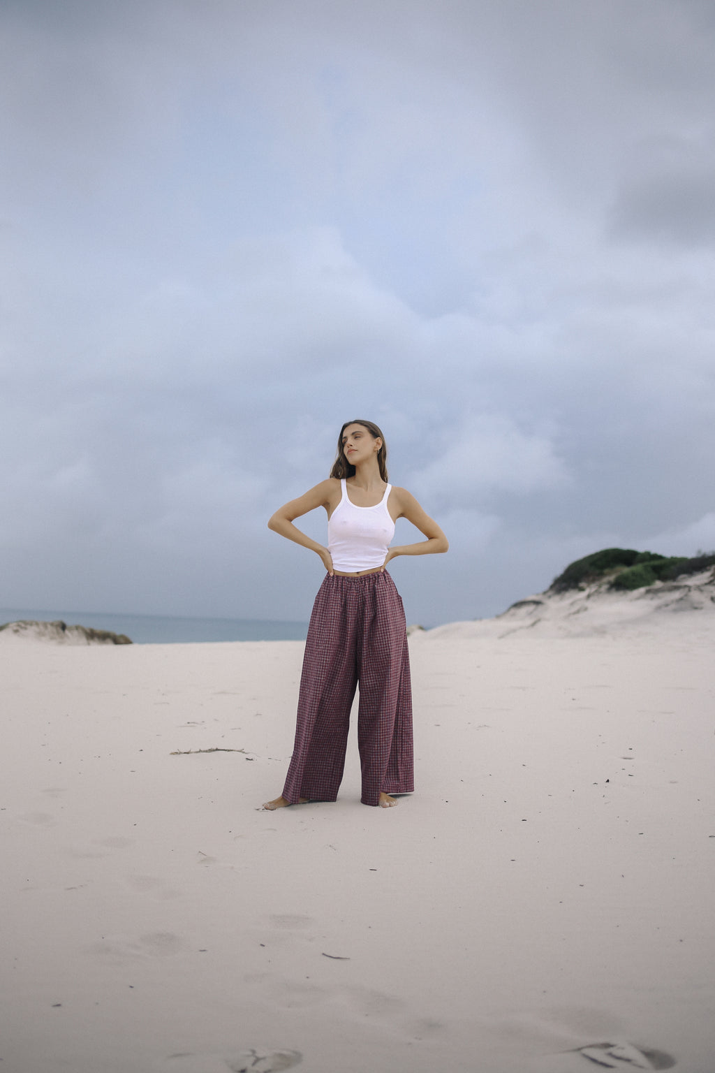 Ivy Pant Fig Hemp Check