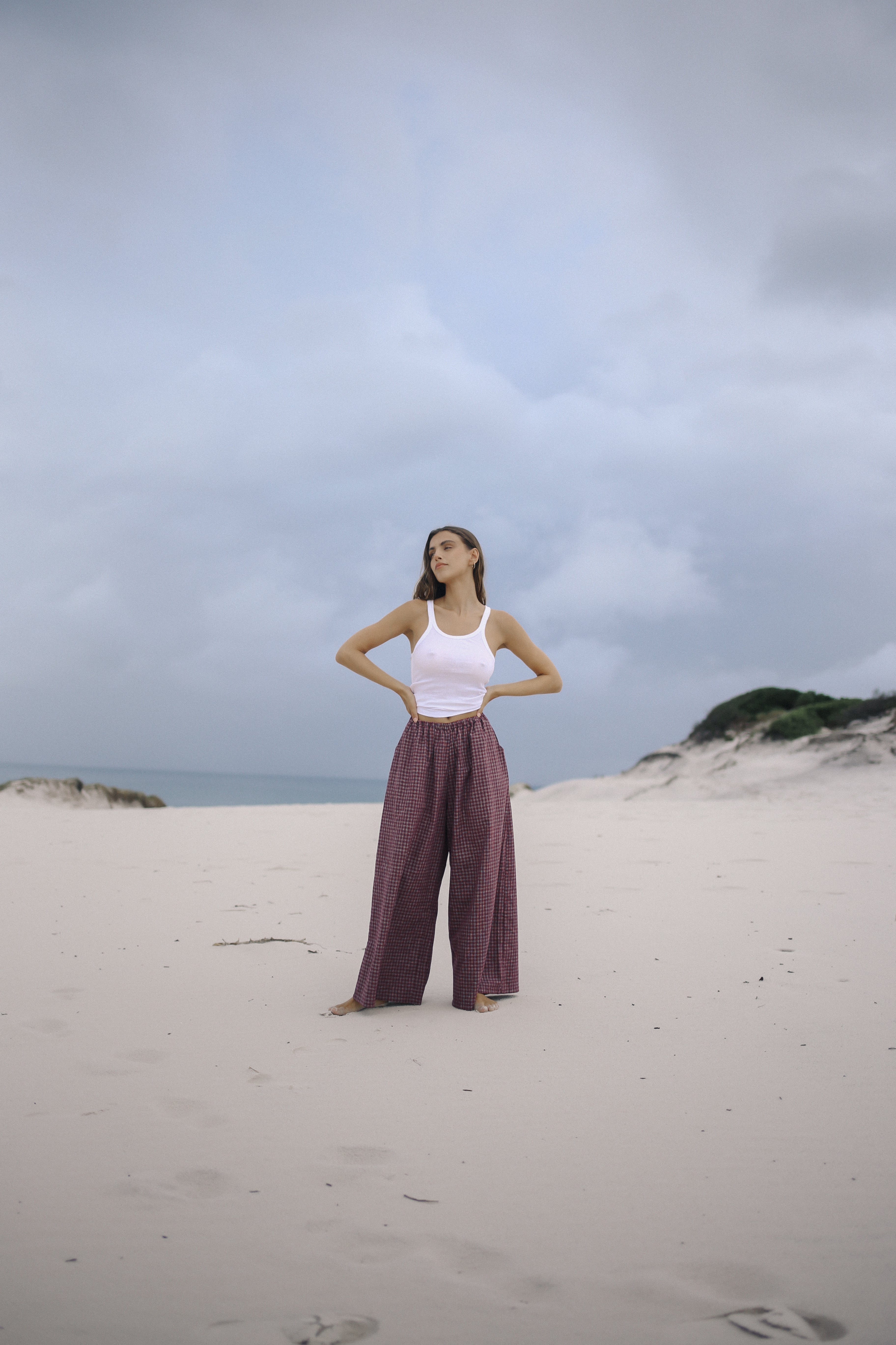 Ivy Pant Fig Hemp Check