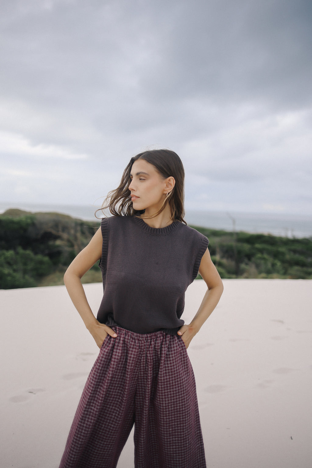Ivy Pant Fig Hemp Check