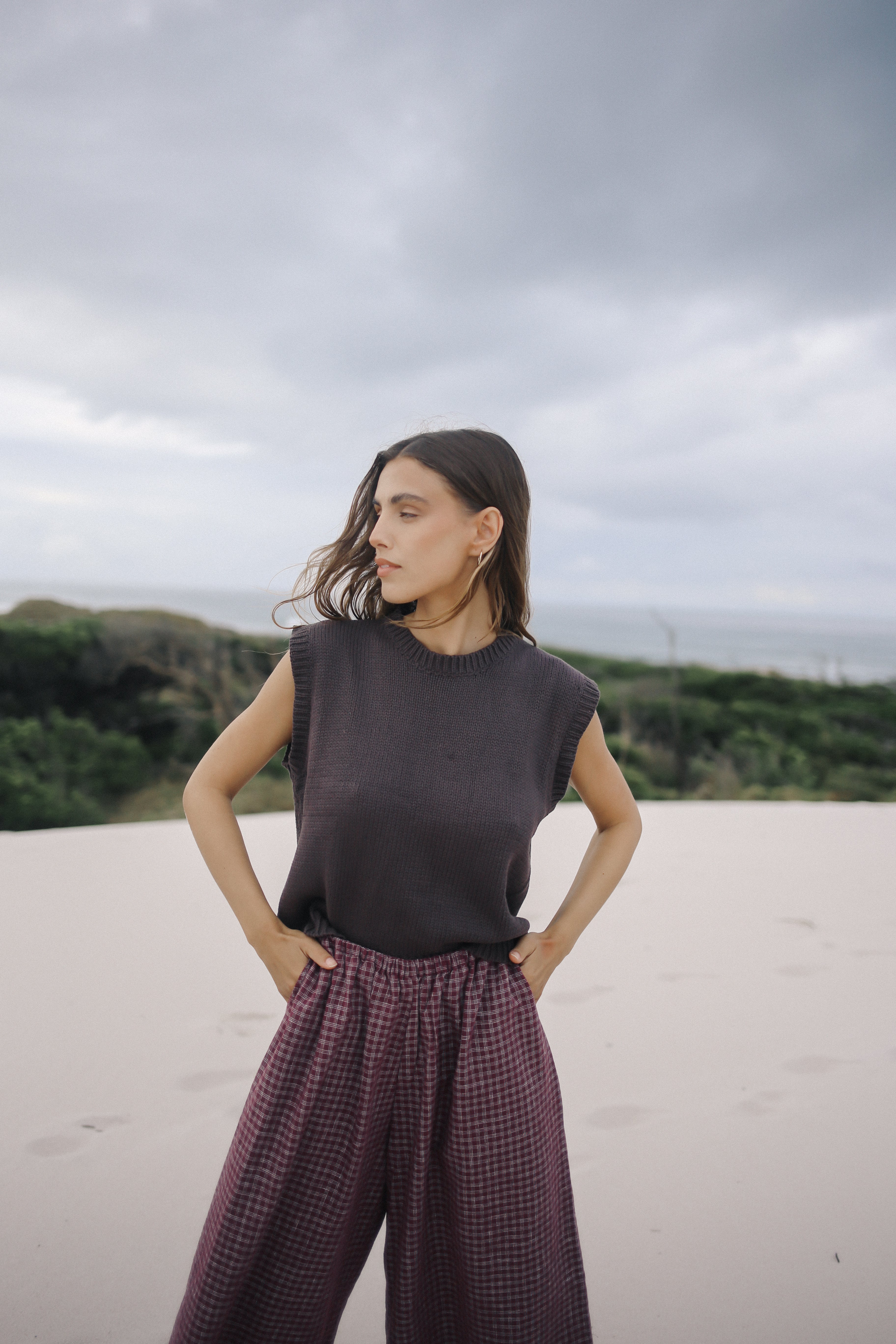 Ivy Pant Fig Hemp Check