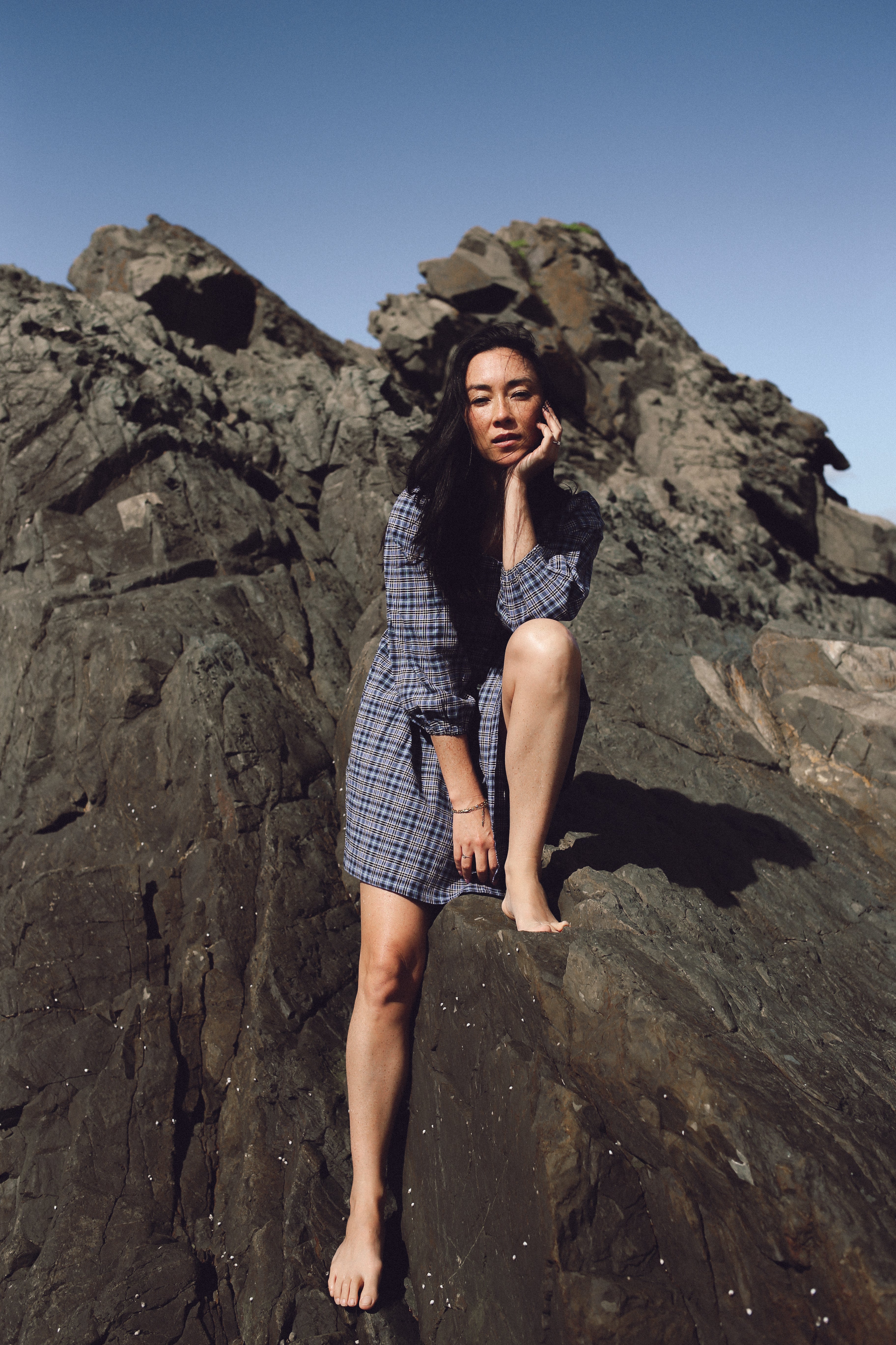 Paloma Mini Dress Navy Plaid