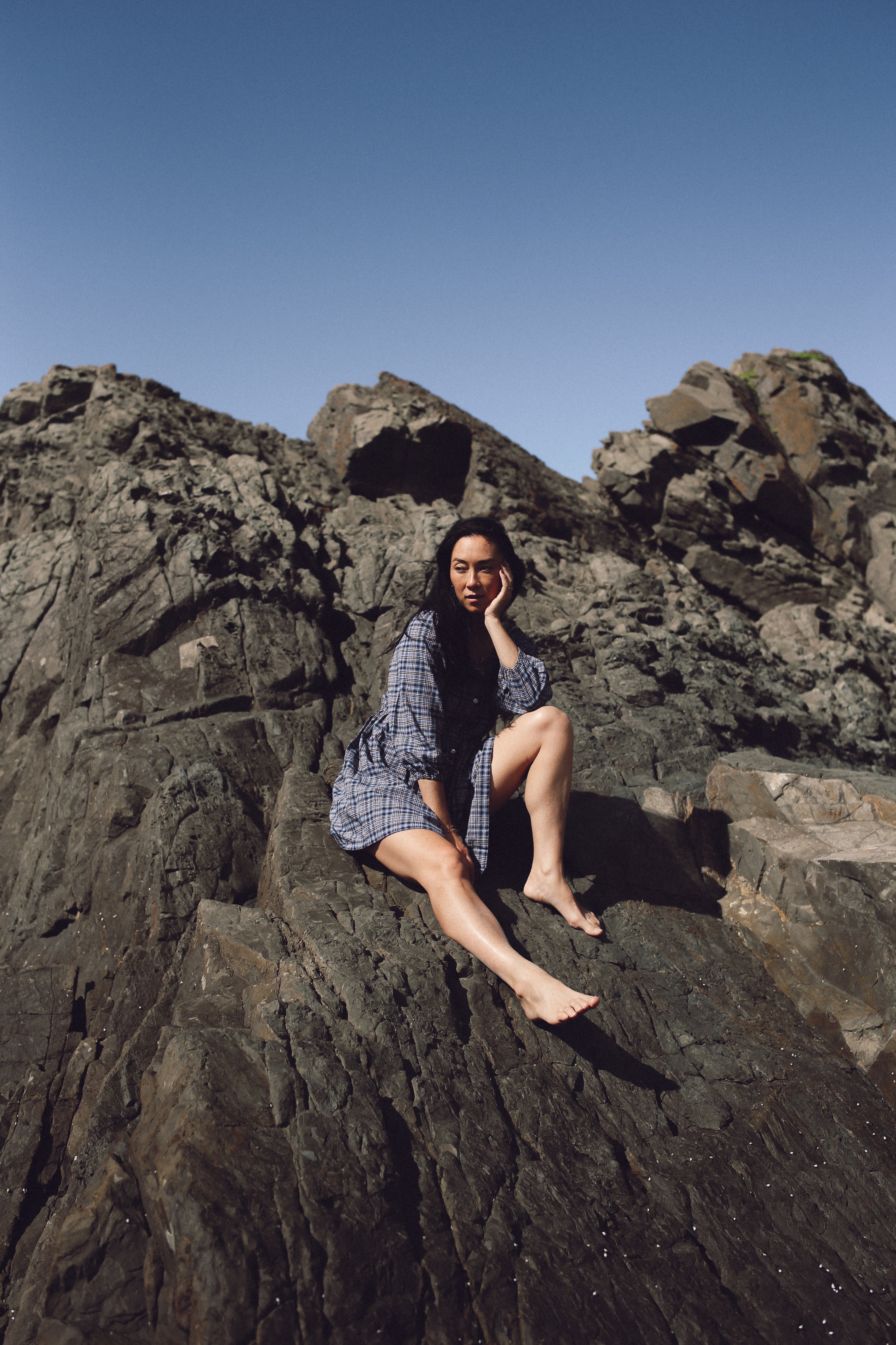 Paloma Mini Dress Navy Plaid