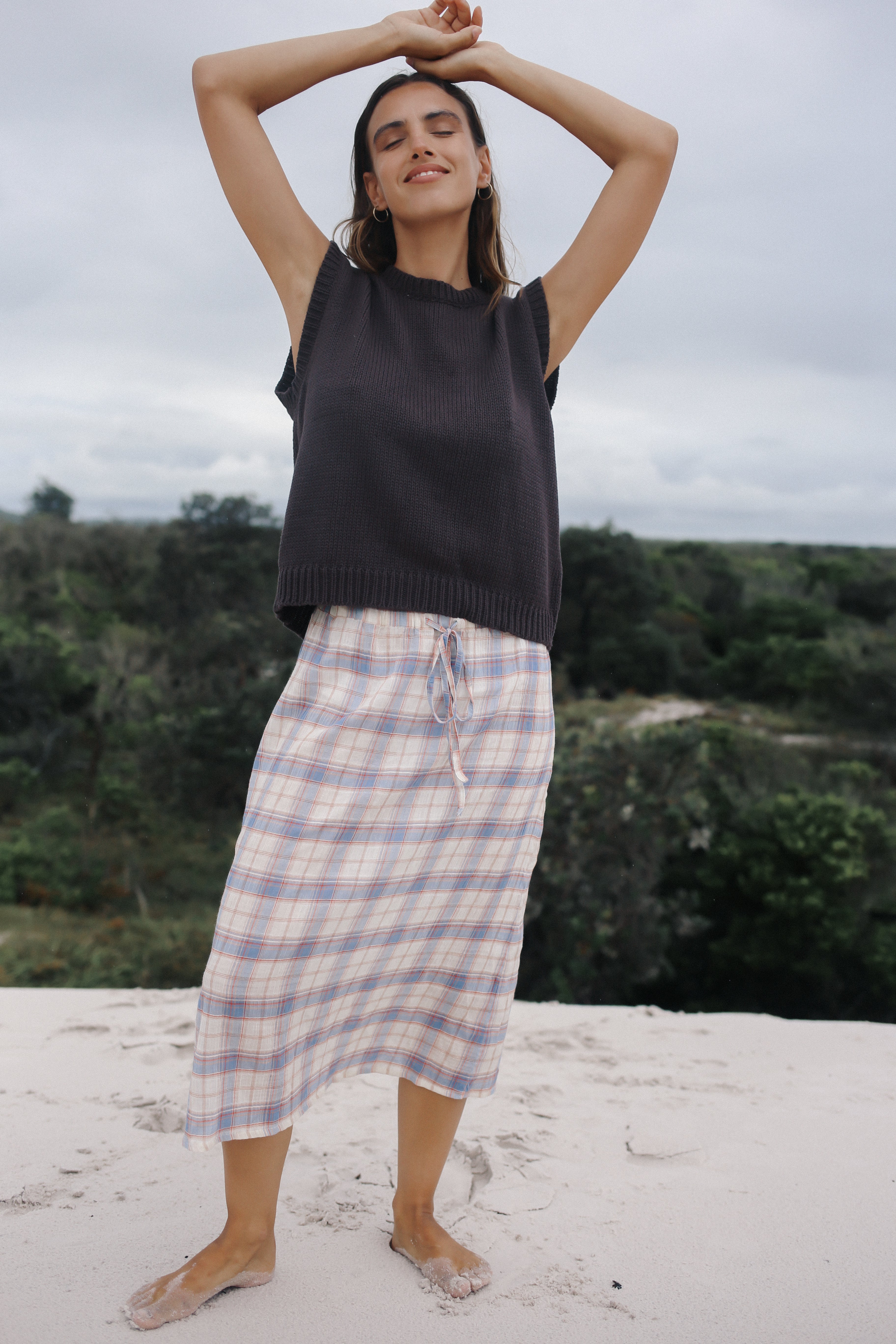 Remi Midi Skirt Juniper Check – The Bare Road
