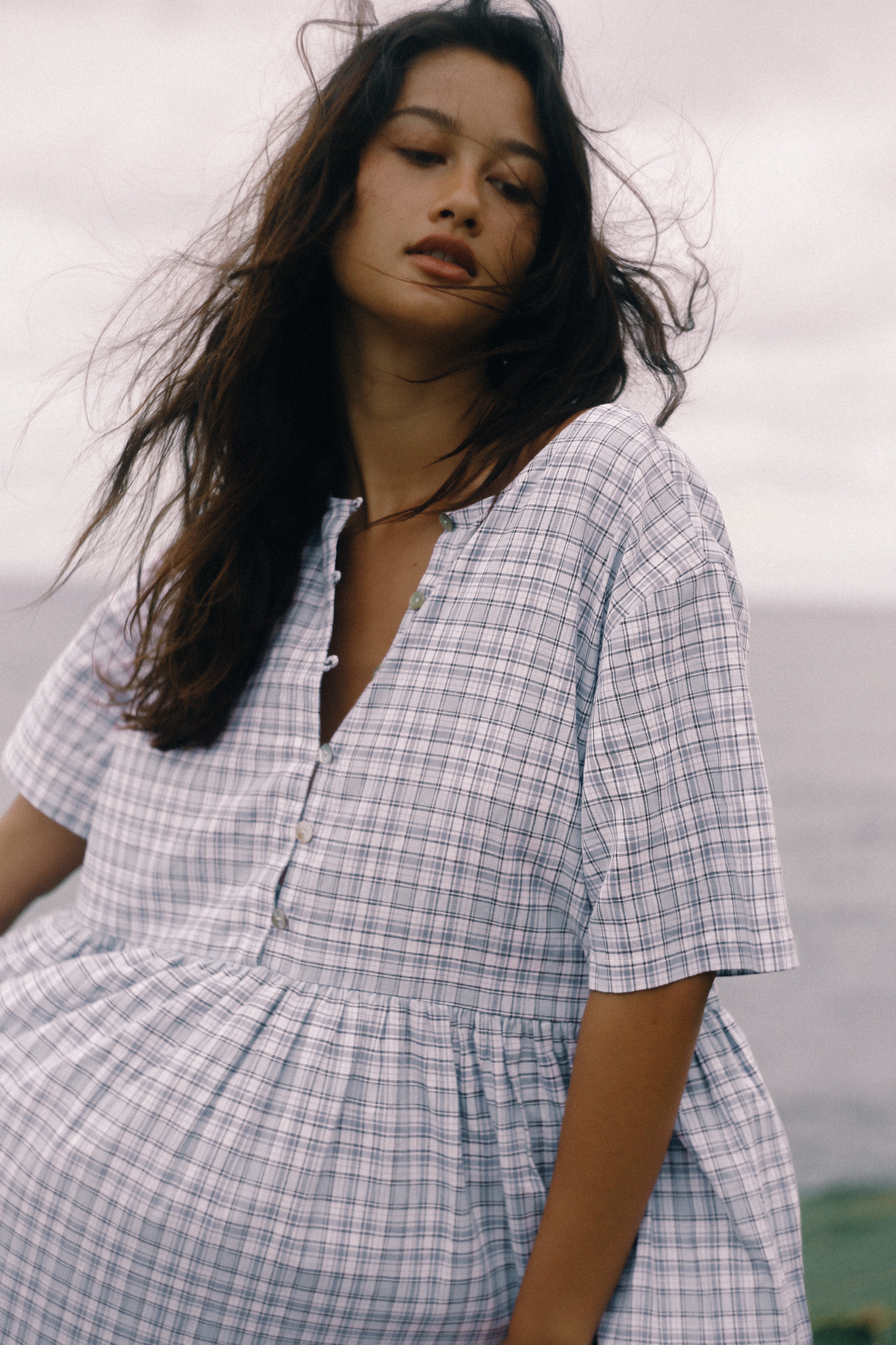 Darcey Midi Dress Cloud Plaid