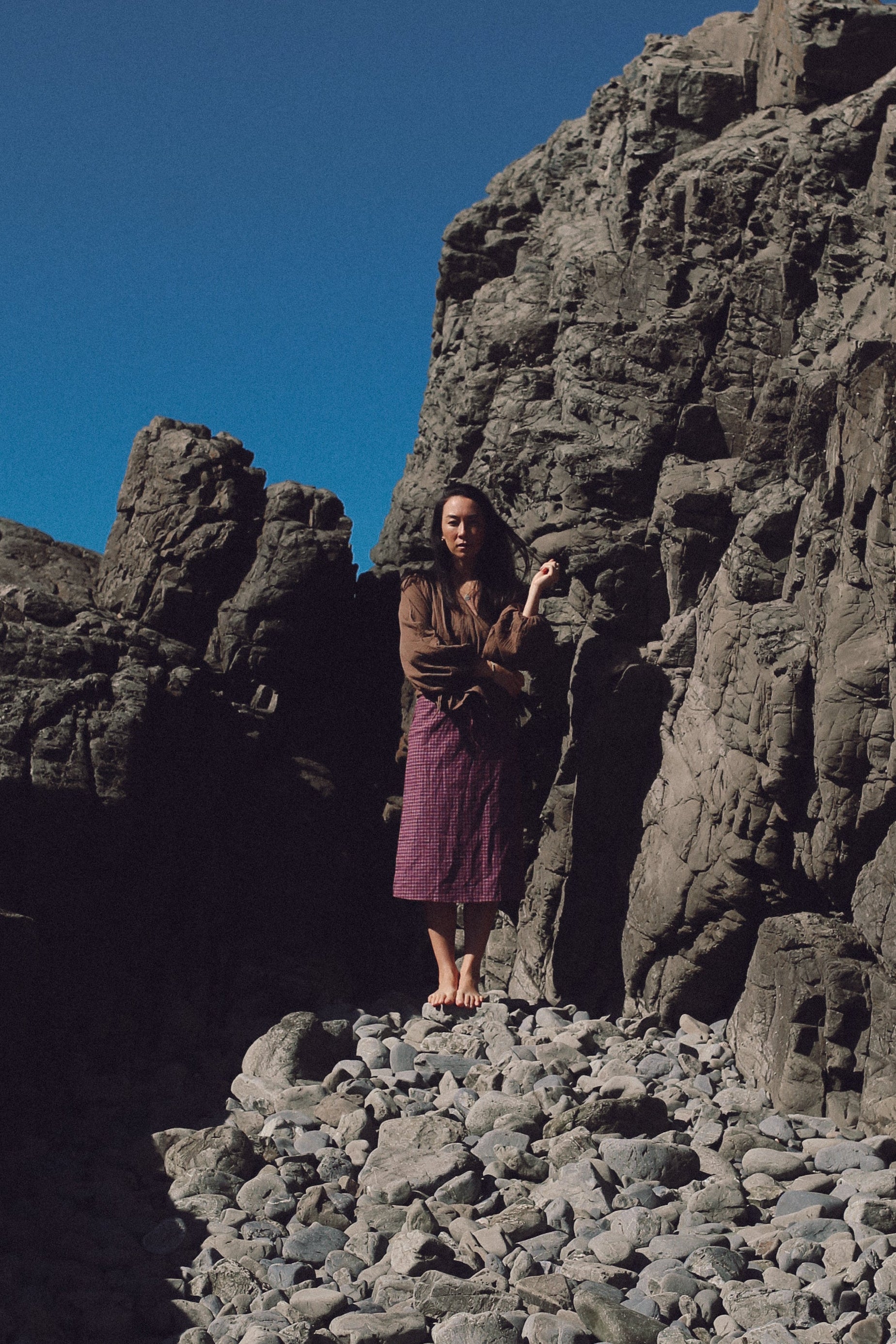 Remi Midi Skirt Fig Hemp Check