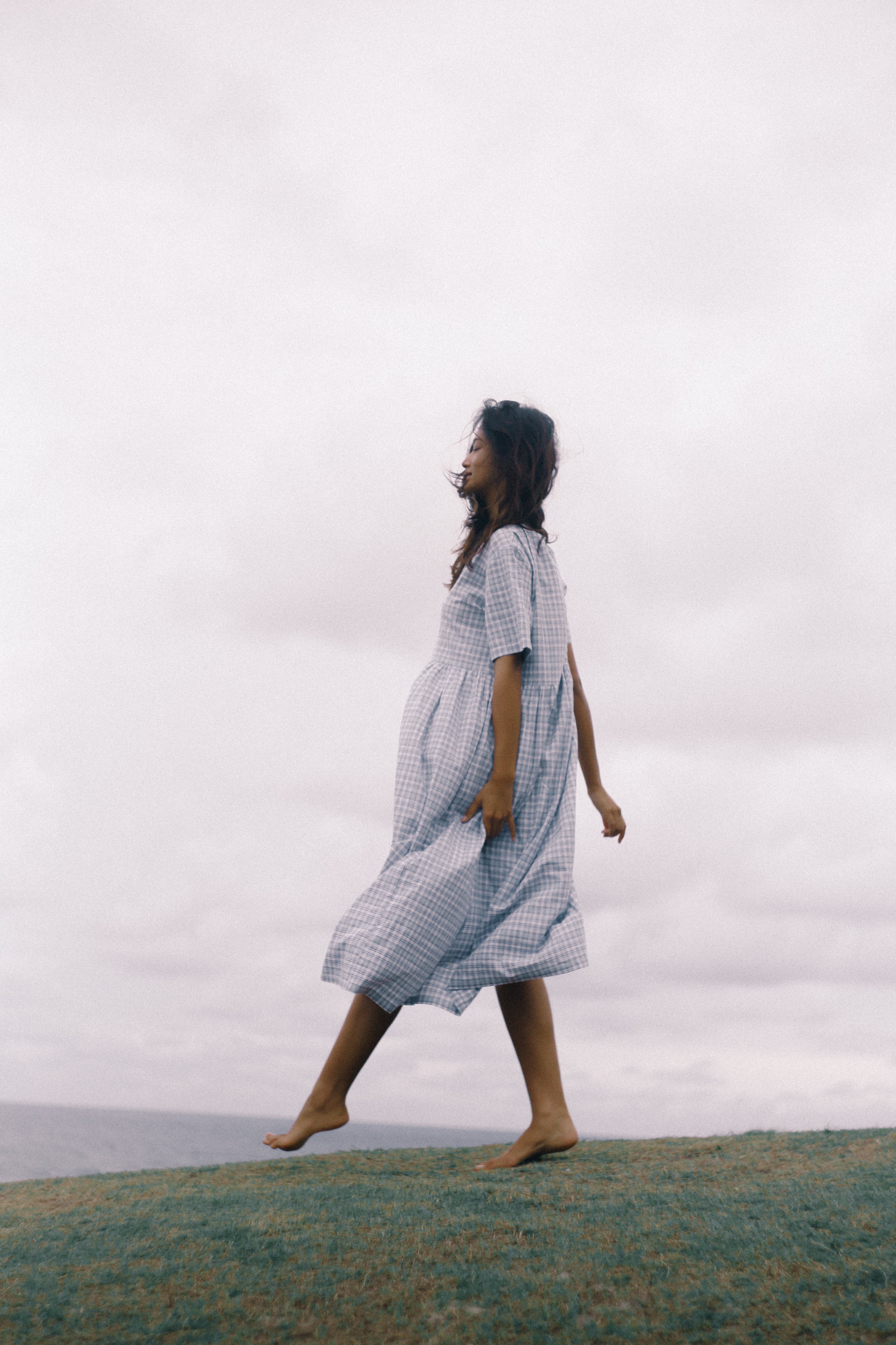 Darcey Midi Dress Cloud Plaid