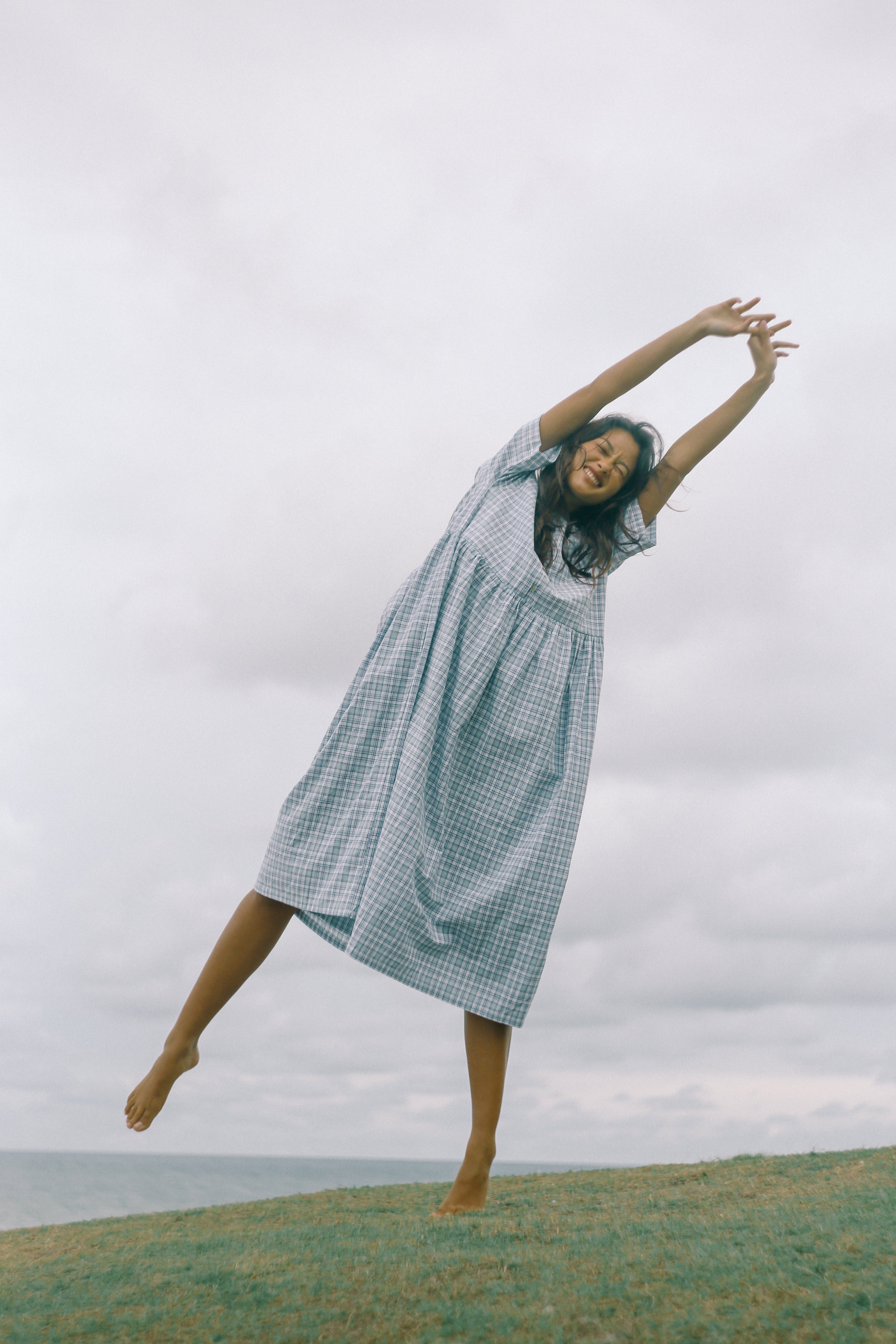 Darcey Midi Dress Cloud Plaid