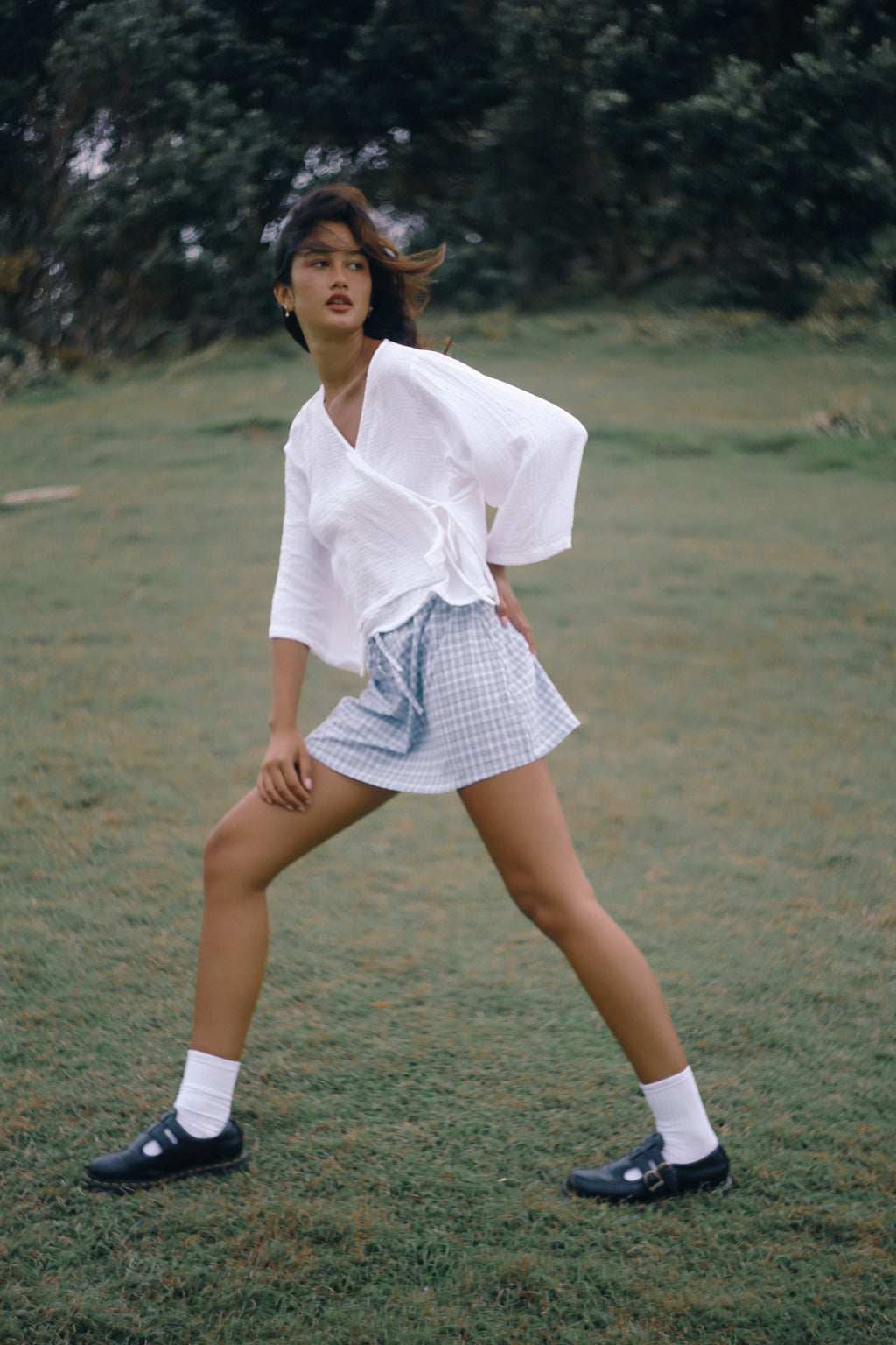 Fleur Skirt Cloud Plaid