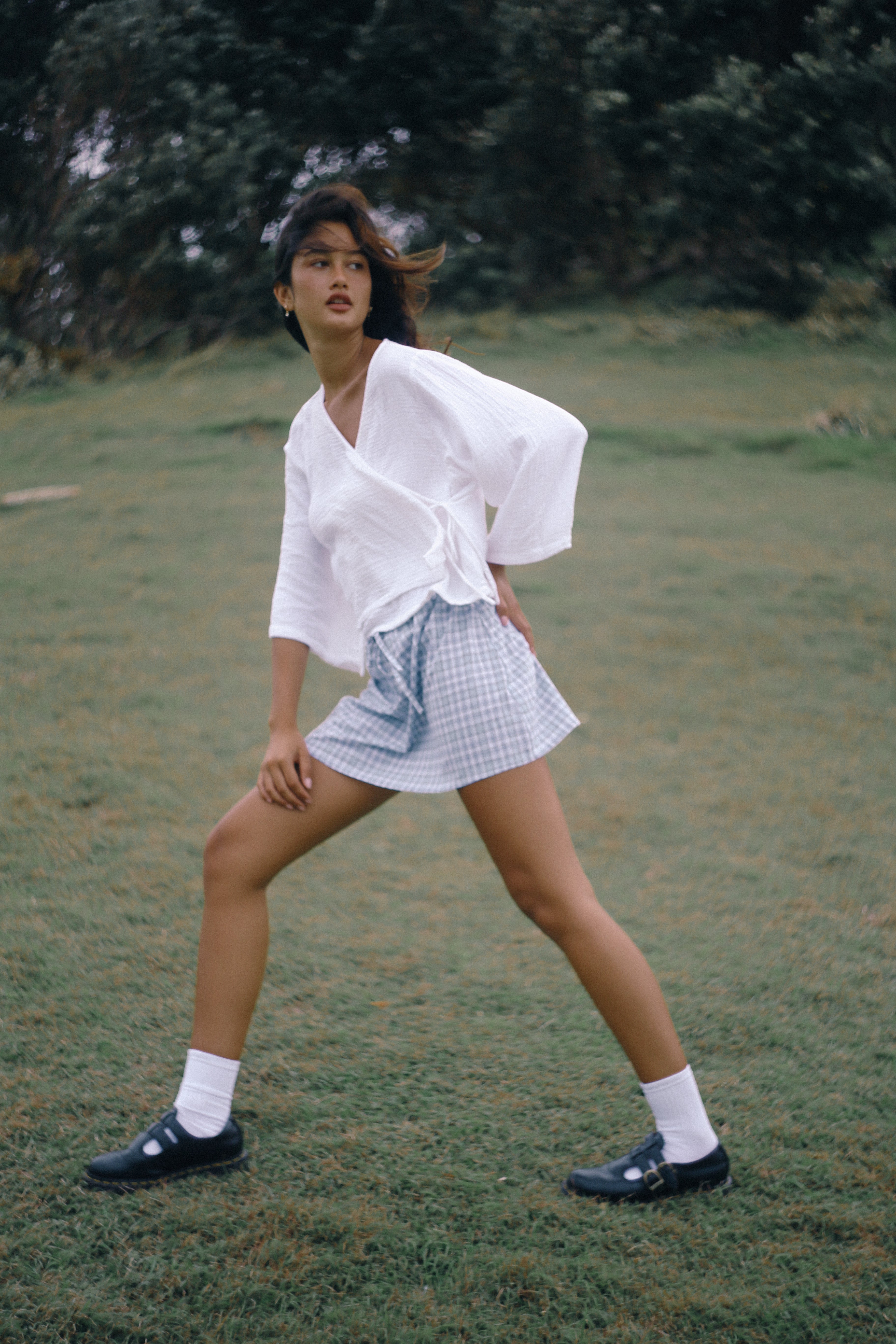 Fleur Skirt Cloud Plaid