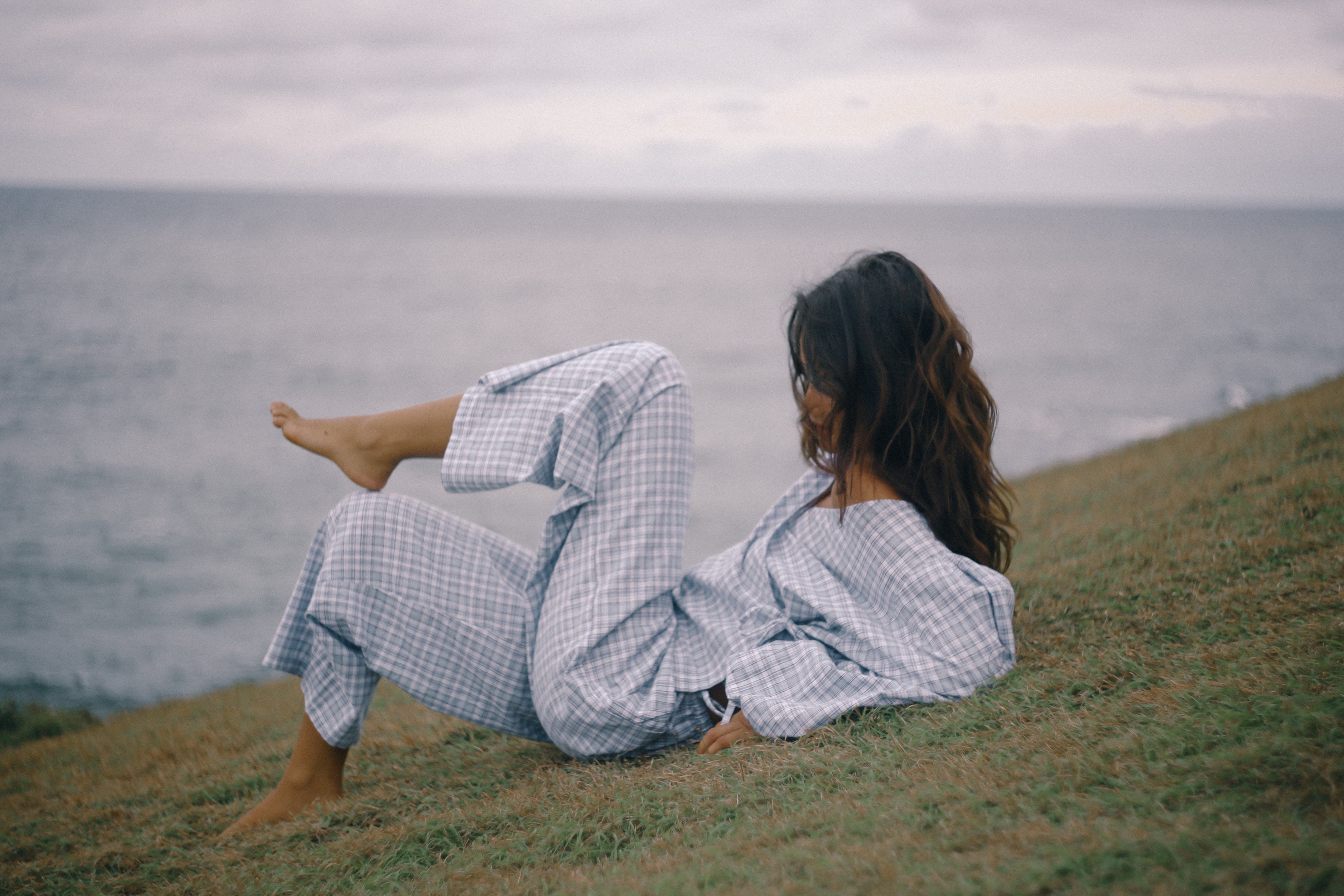 Chloe Tie Pant Cloud Plaid