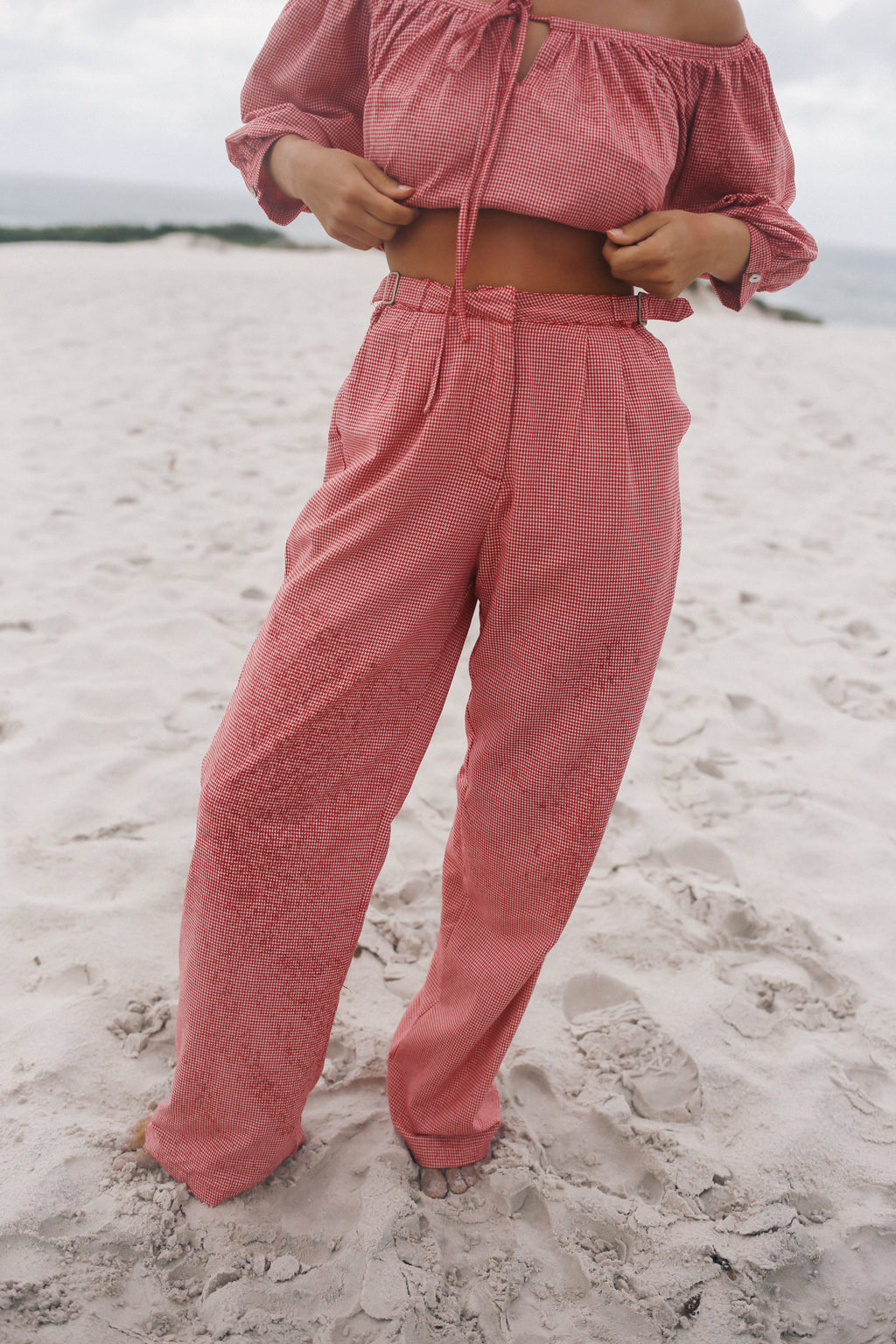 Lucky Trouser Pant Red Houndstooth