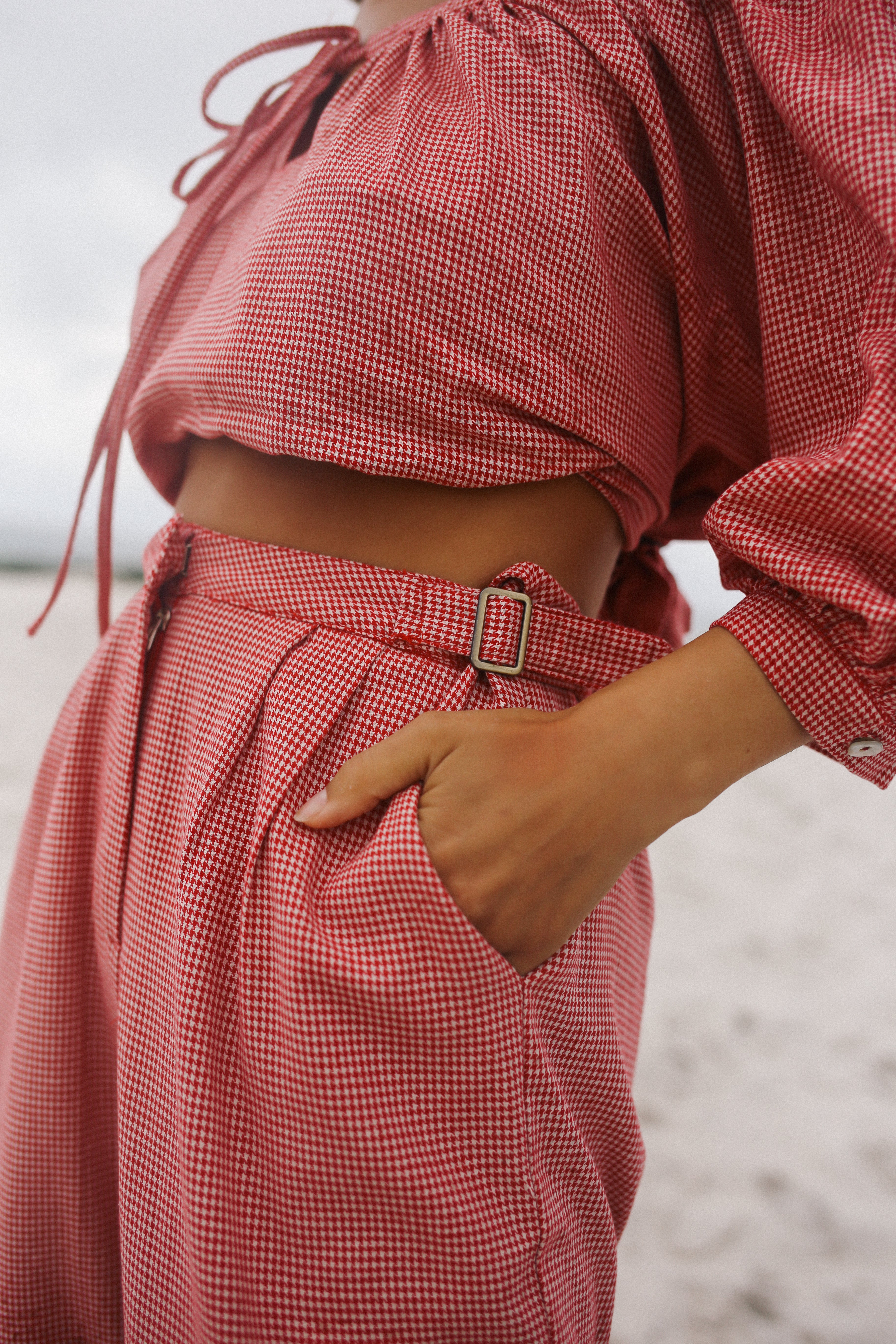 Lucky Trouser Pant Red Houndstooth