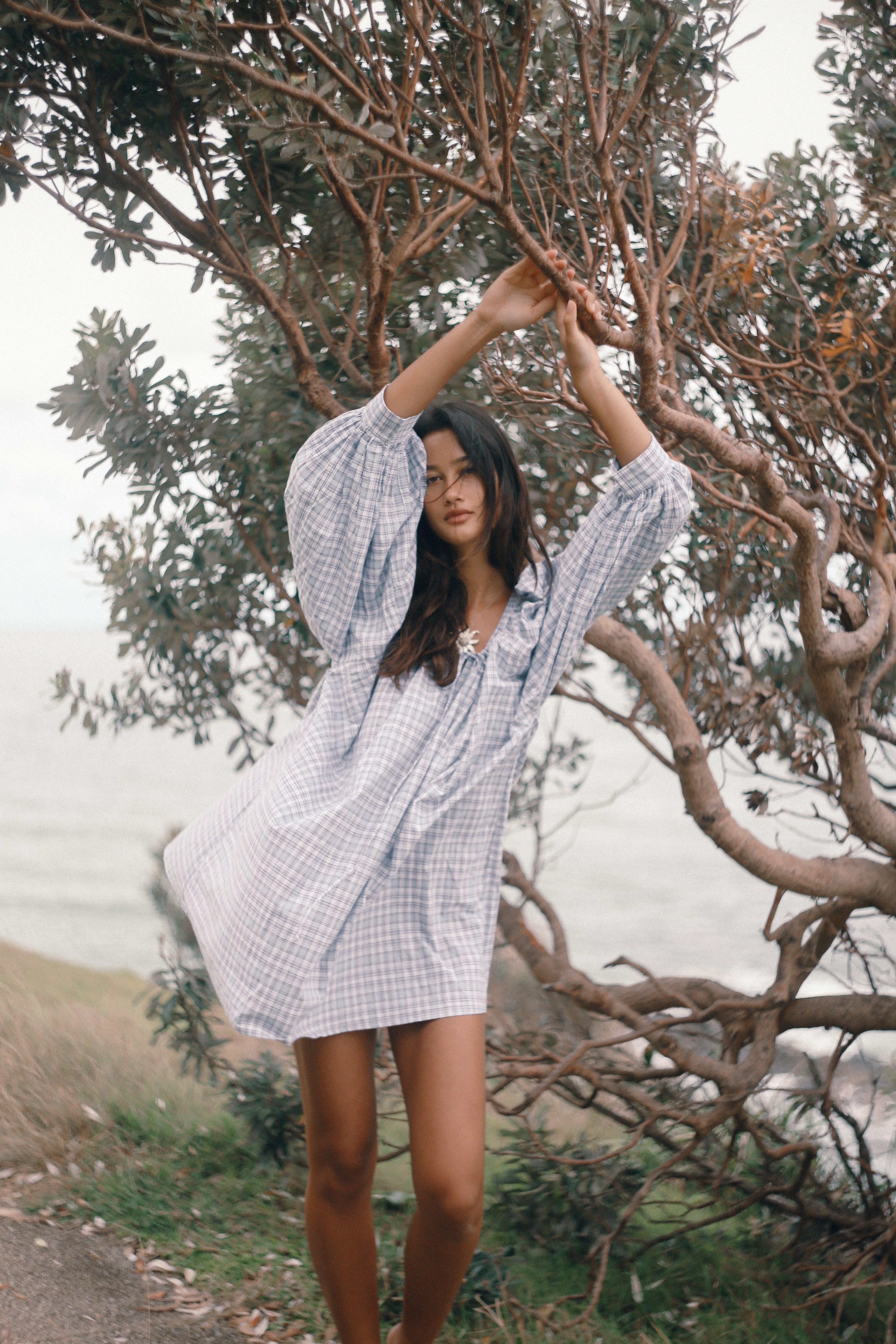 Cloudy Dress Cloud Plaid
