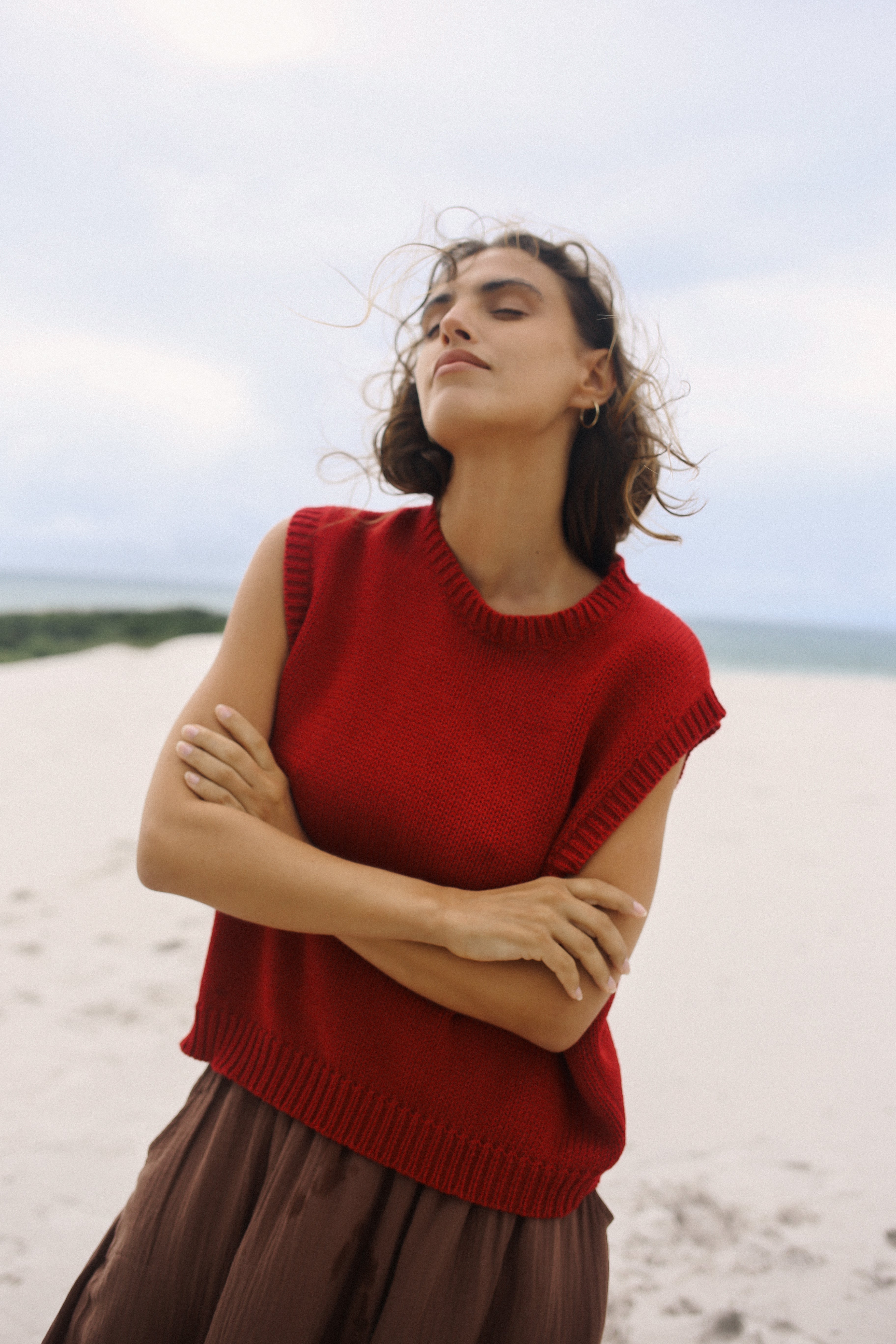 Cecilia Knit Vest Cherry