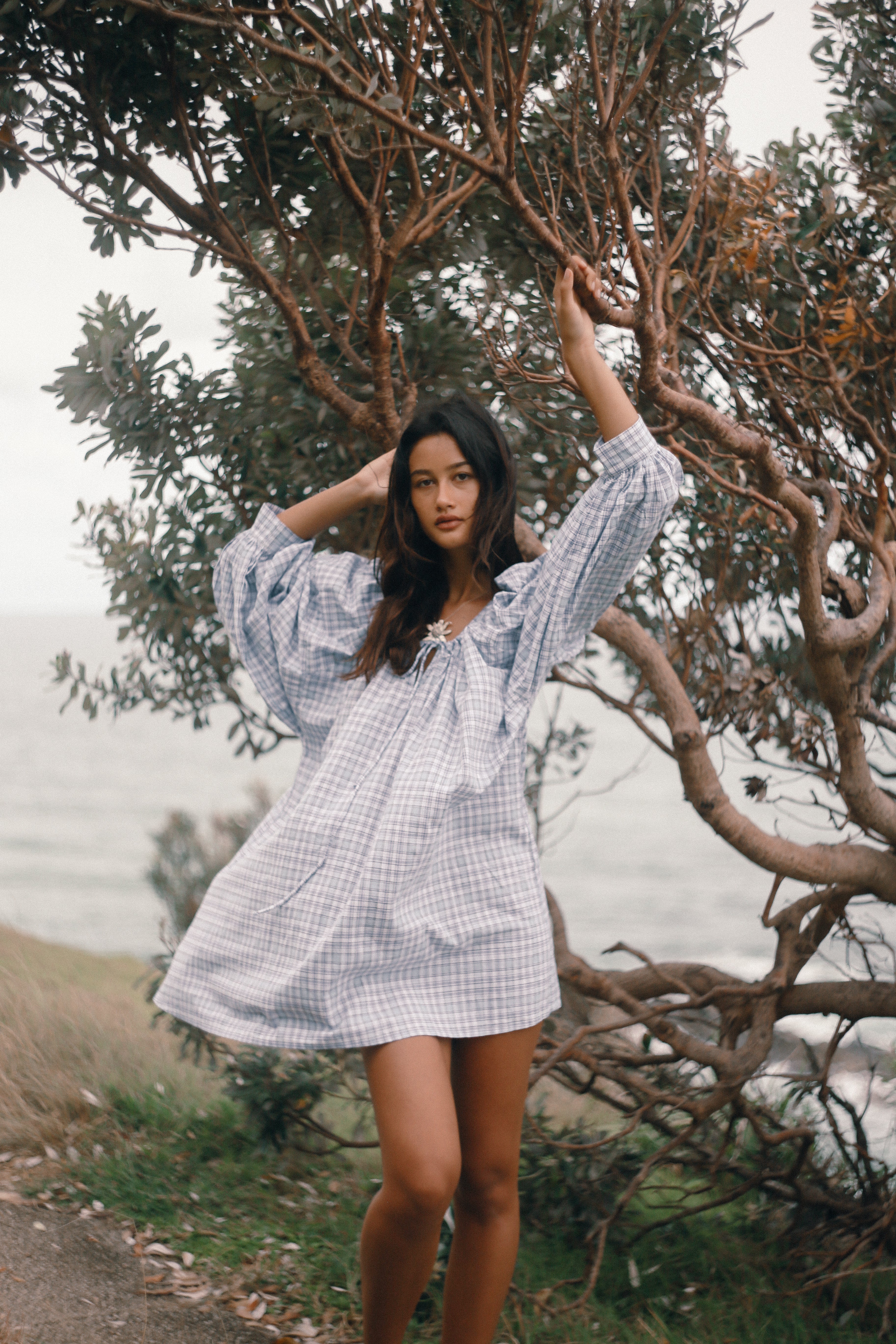 Cloudy Dress Cloud Plaid