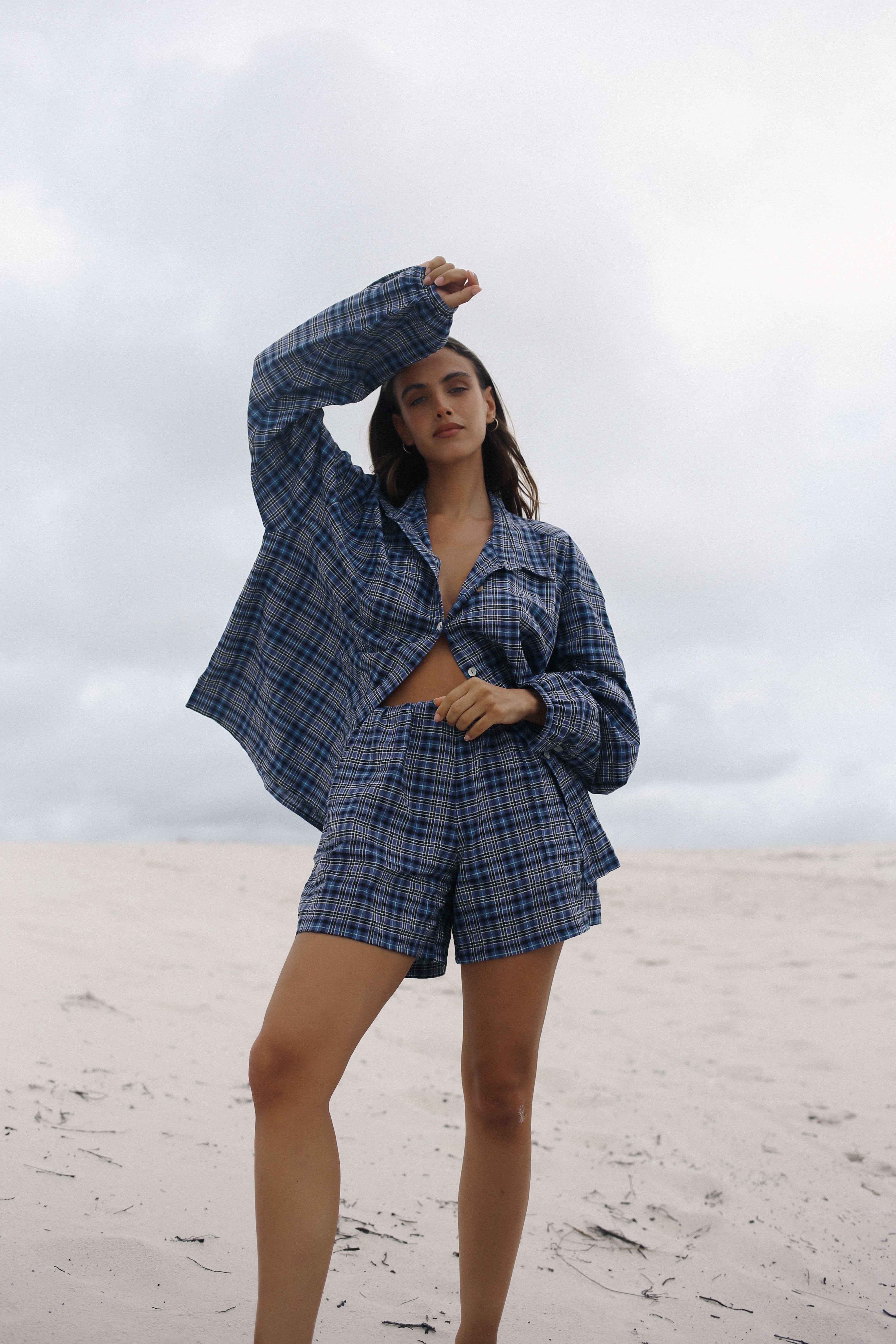 Ava Short Navy Plaid