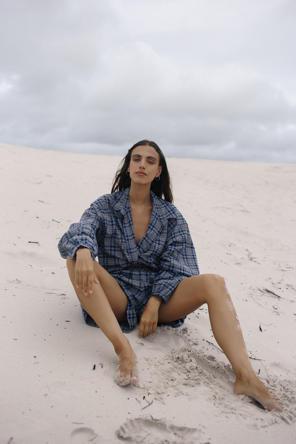 Remi Oversized Shirt Navy Plaid