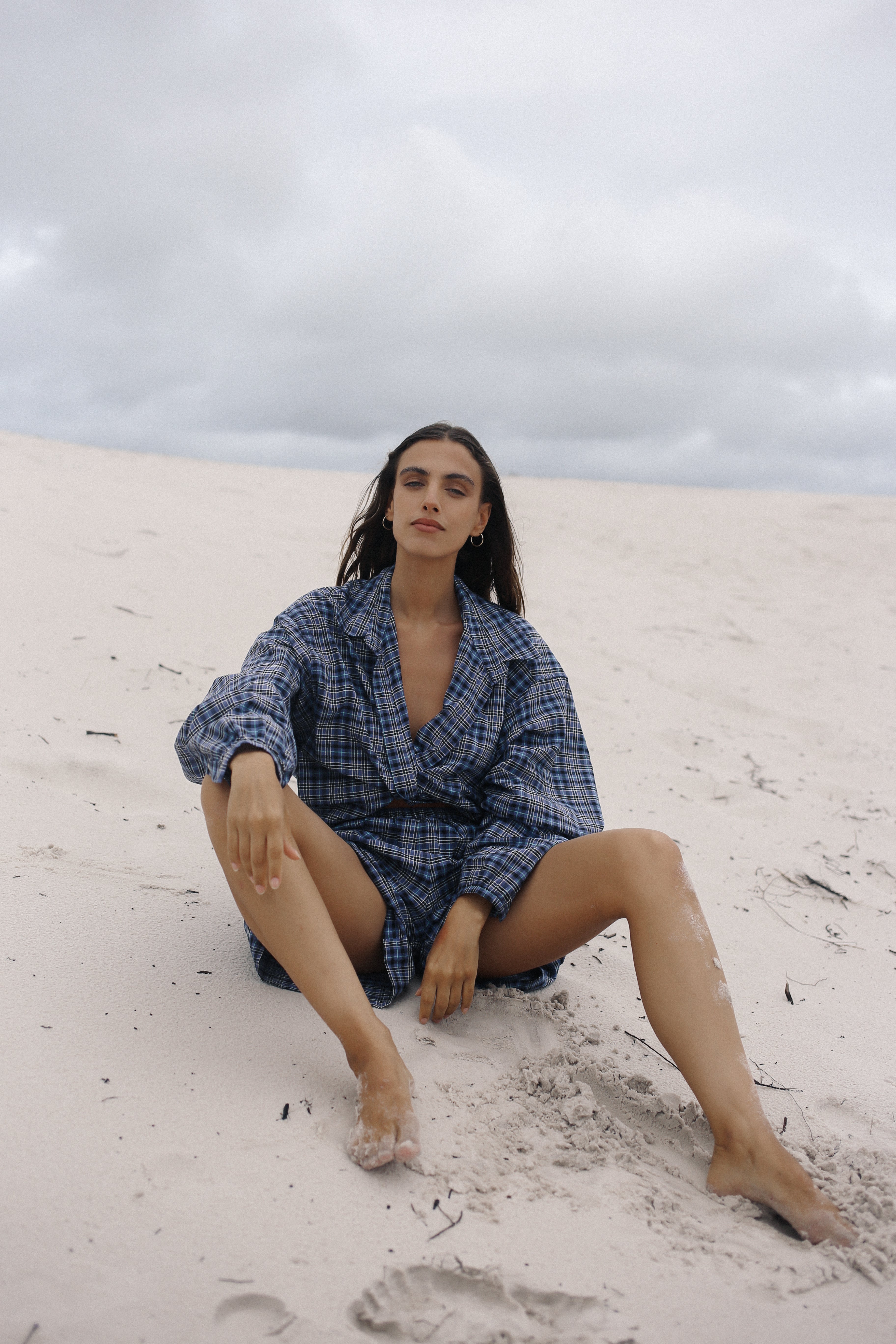 Remi Oversized Shirt Navy Plaid