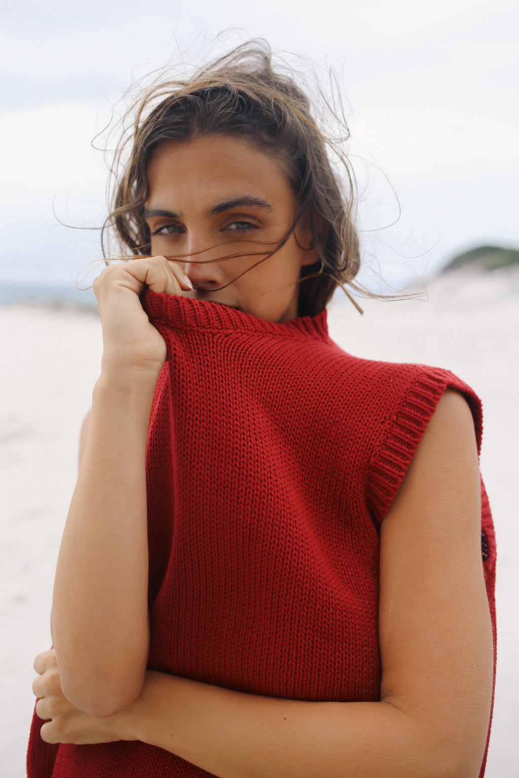 Cecilia Knit Vest Cherry