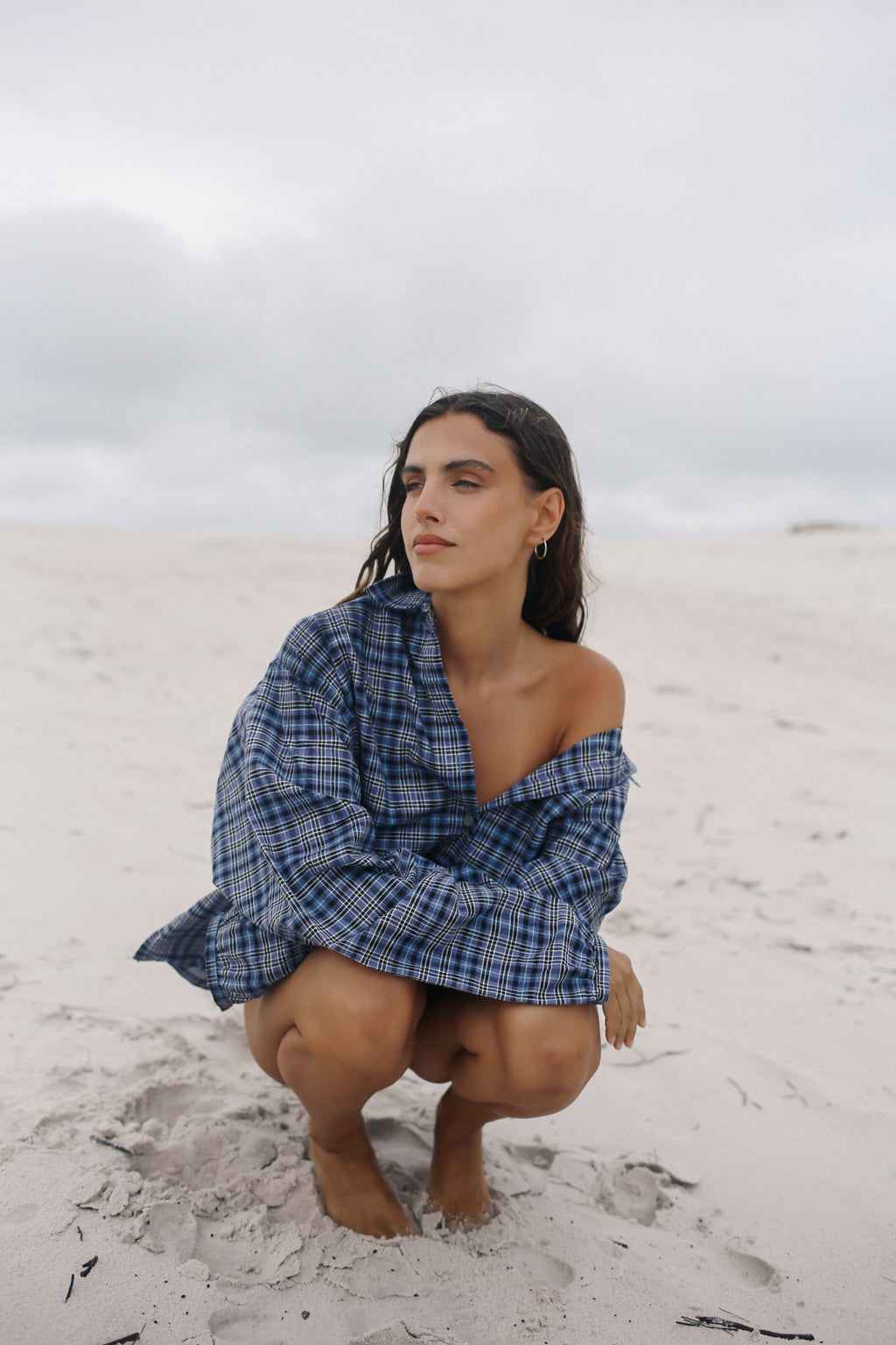 Remi Oversized Shirt Navy Plaid