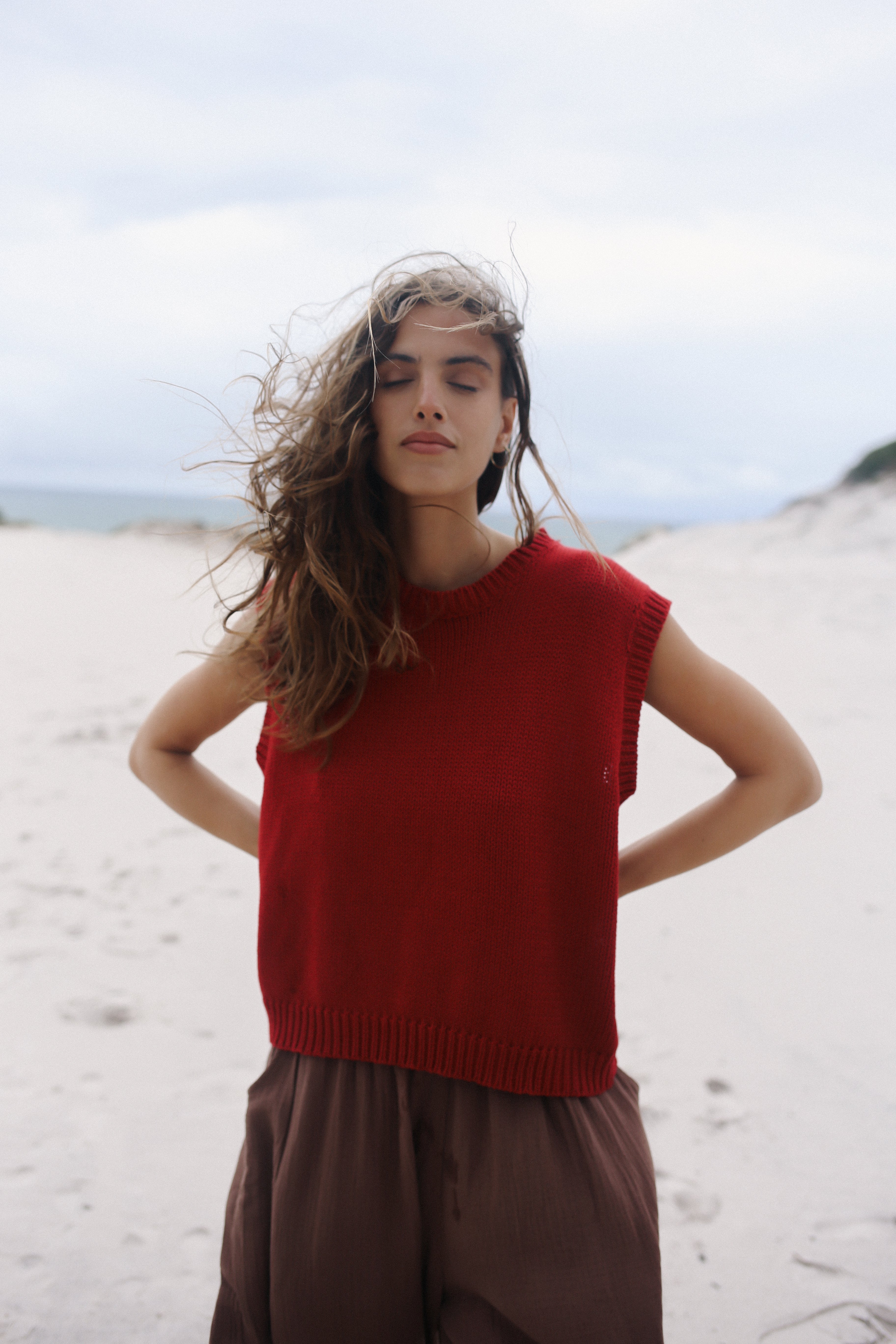 Cecilia Knit Vest Cherry