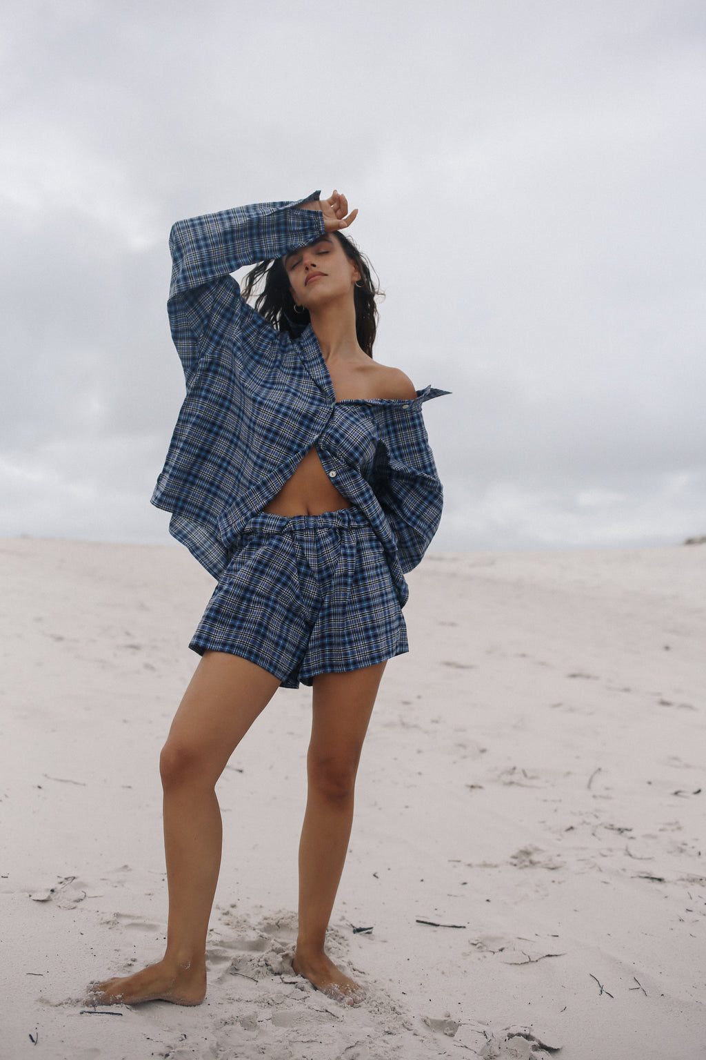 Remi Oversized Shirt Navy Plaid
