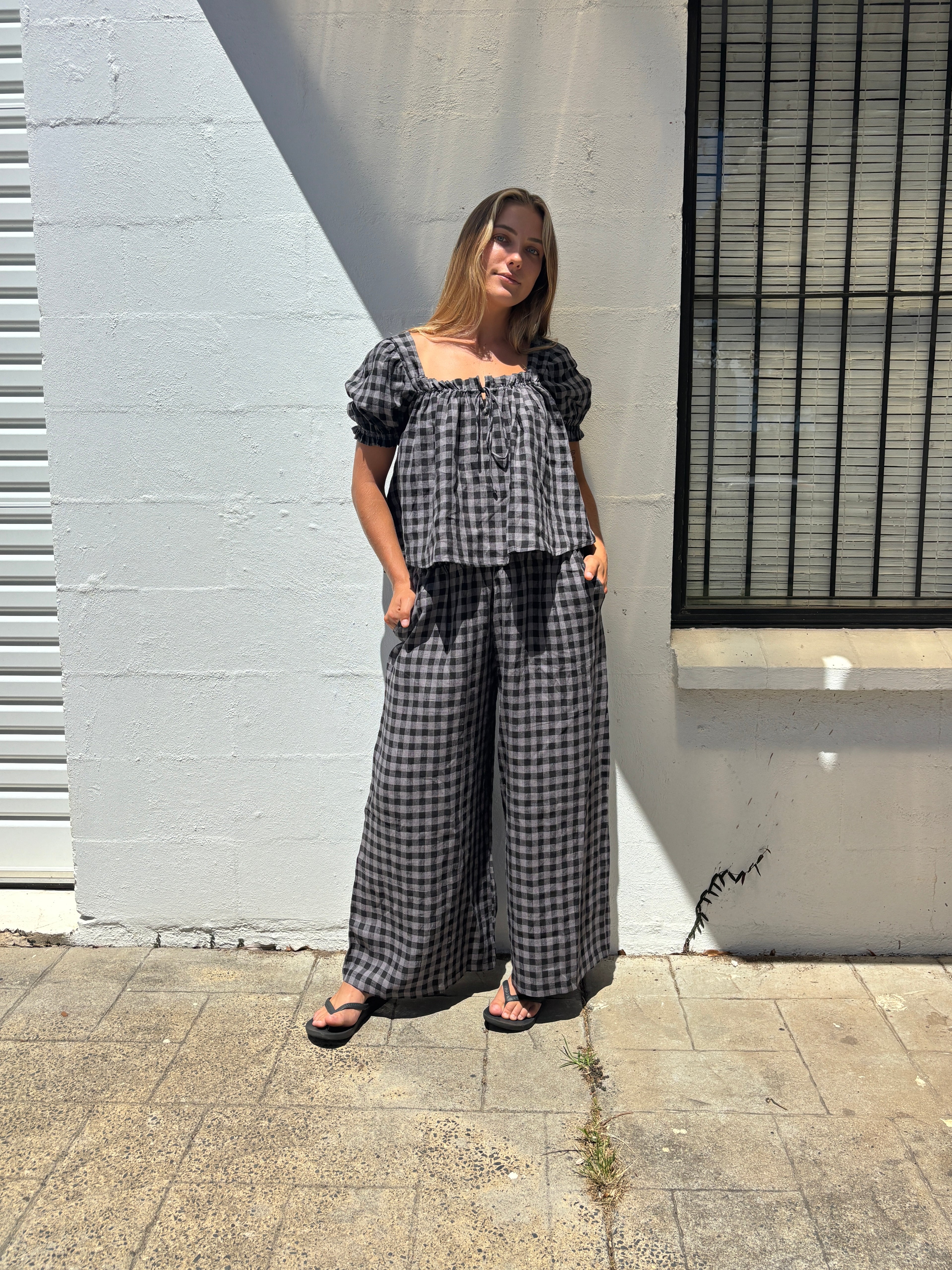 Ivy Pant Slate gingham