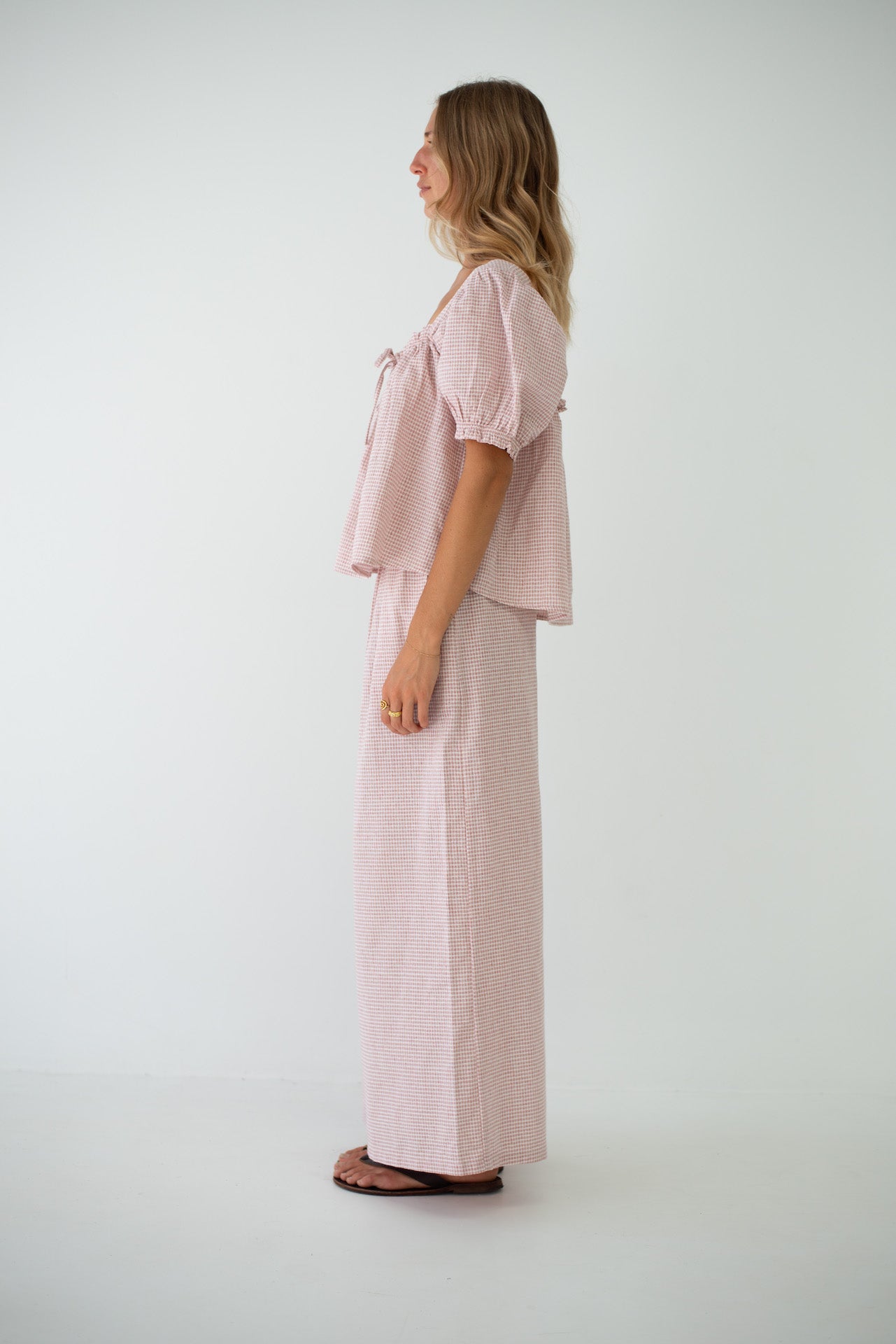 Ava Blouse Dusty Rose Check