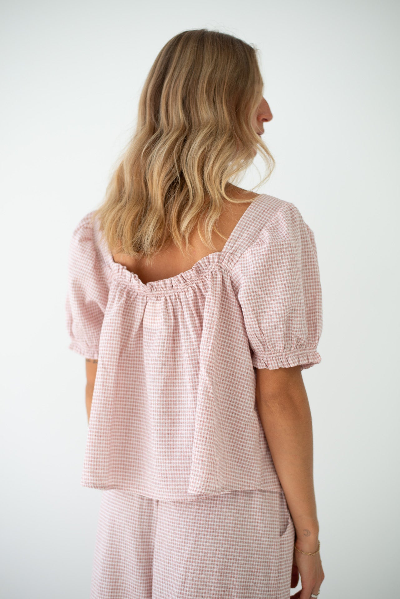 Ava Blouse Dusty Rose Check