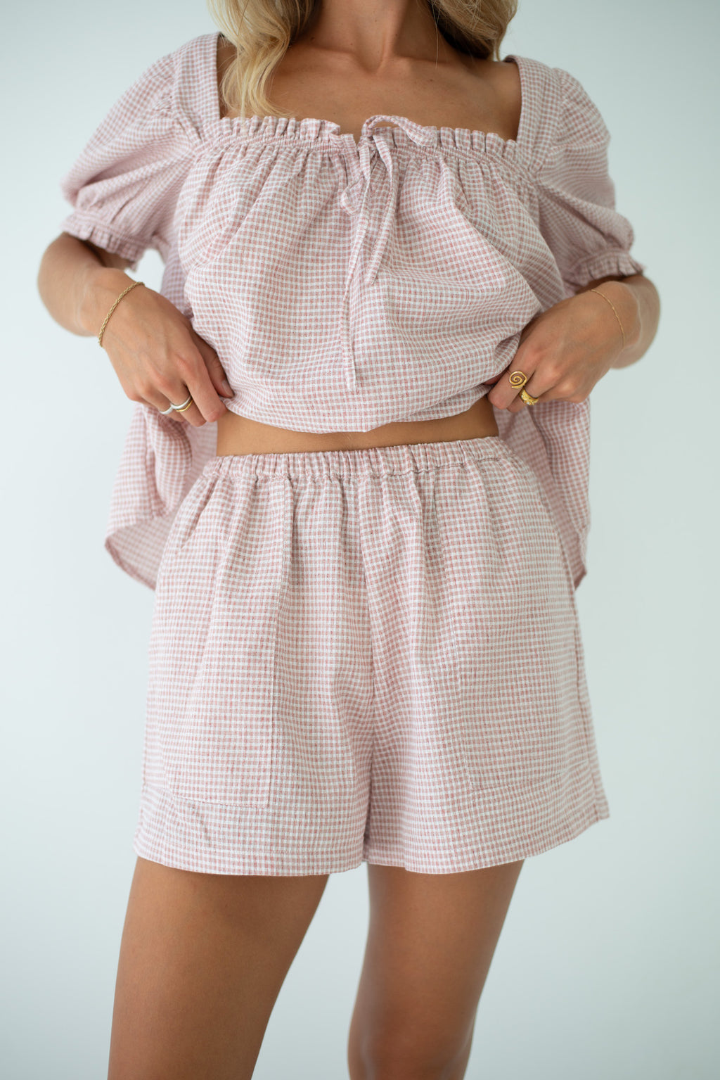 Ava Short Dusty Rose Check