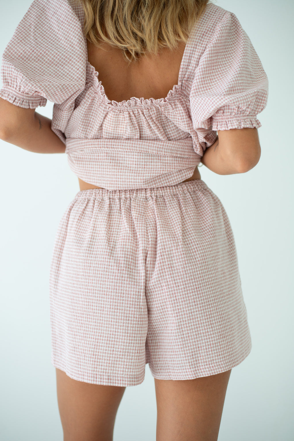 Ava Short Dusty Rose Check
