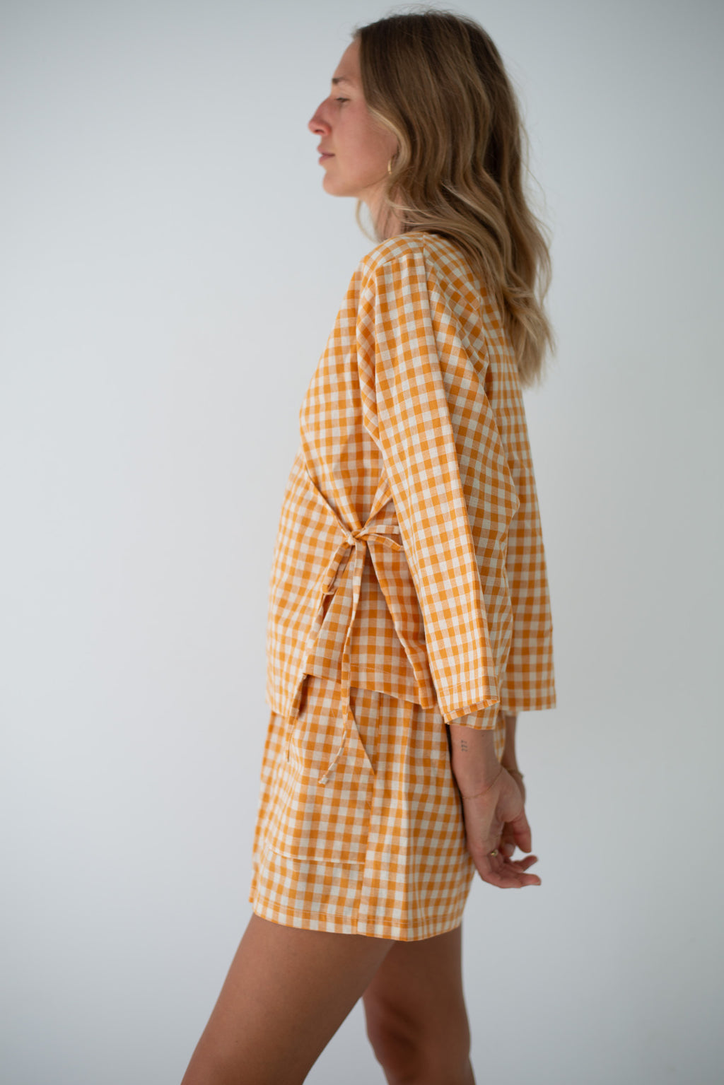 Mia Wrap Top Clementine Gingham