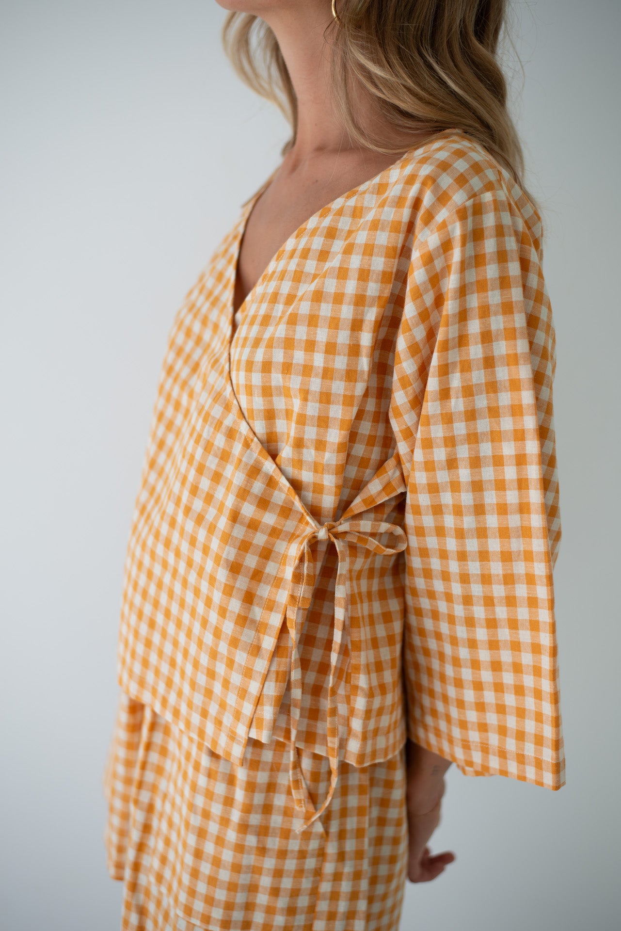 Mia Wrap Top Clementine Gingham
