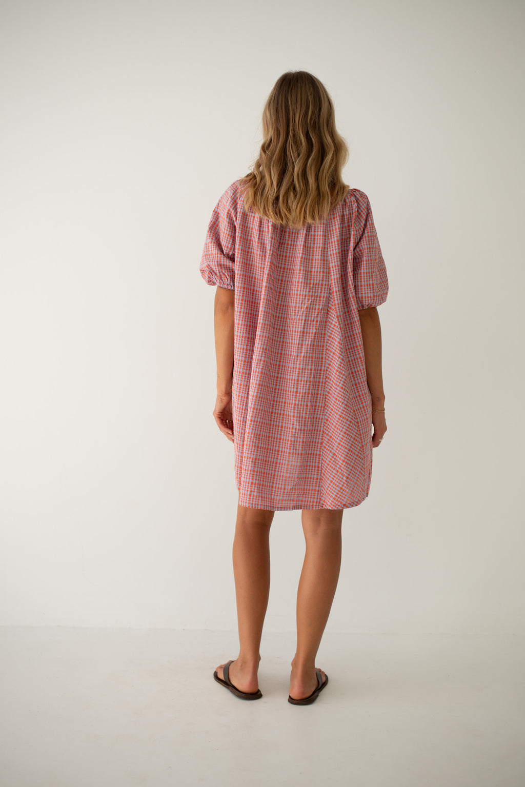 Chloe Dress Lilac Orange Seersucker (PRE-ORDER)